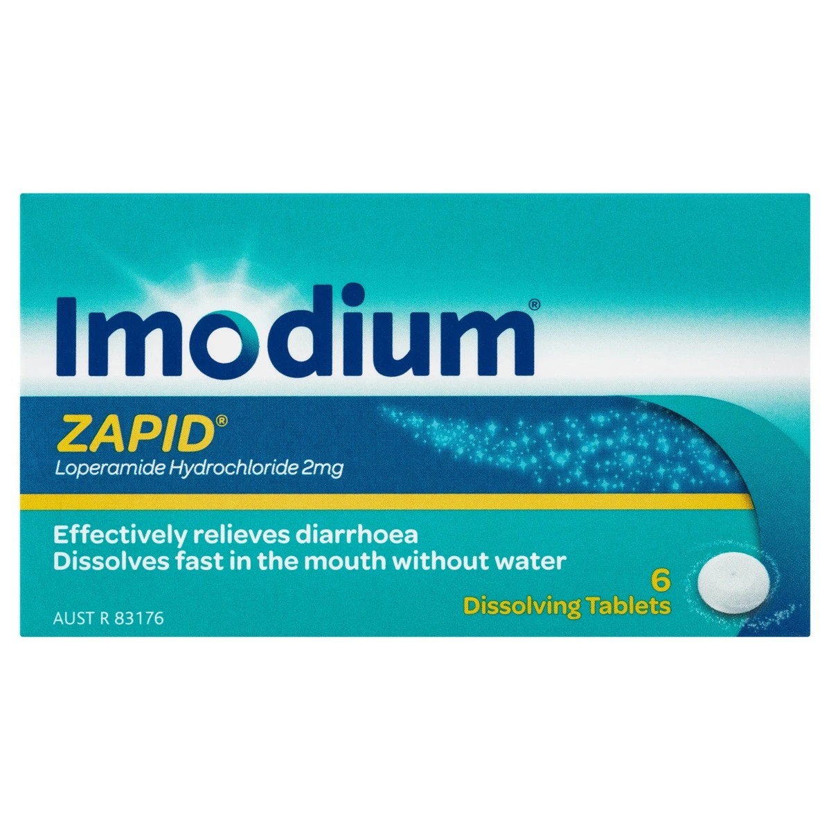 1 6 Pack Imodium Zapid Diarrhoea Relief Dissolving Tablets 2mg, 1 of 4