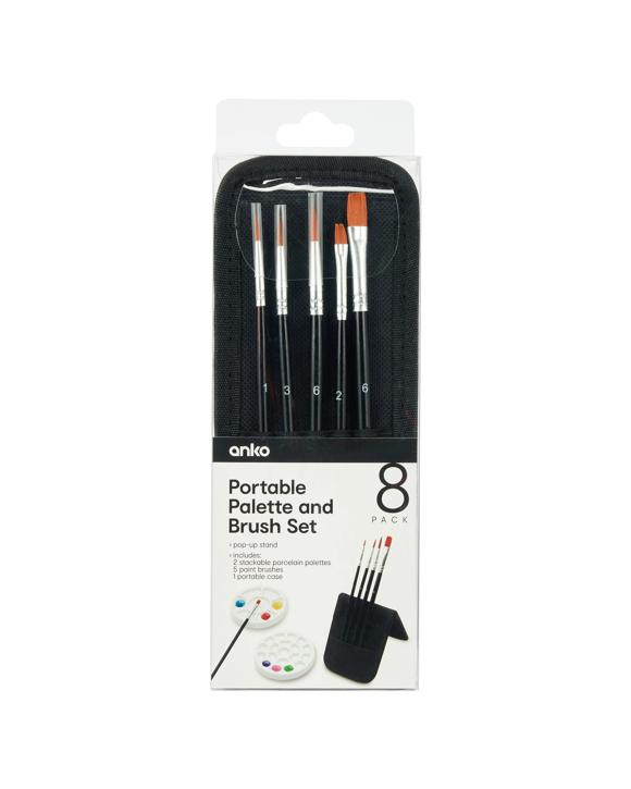 8 Pack Portable Palette and Brush Set