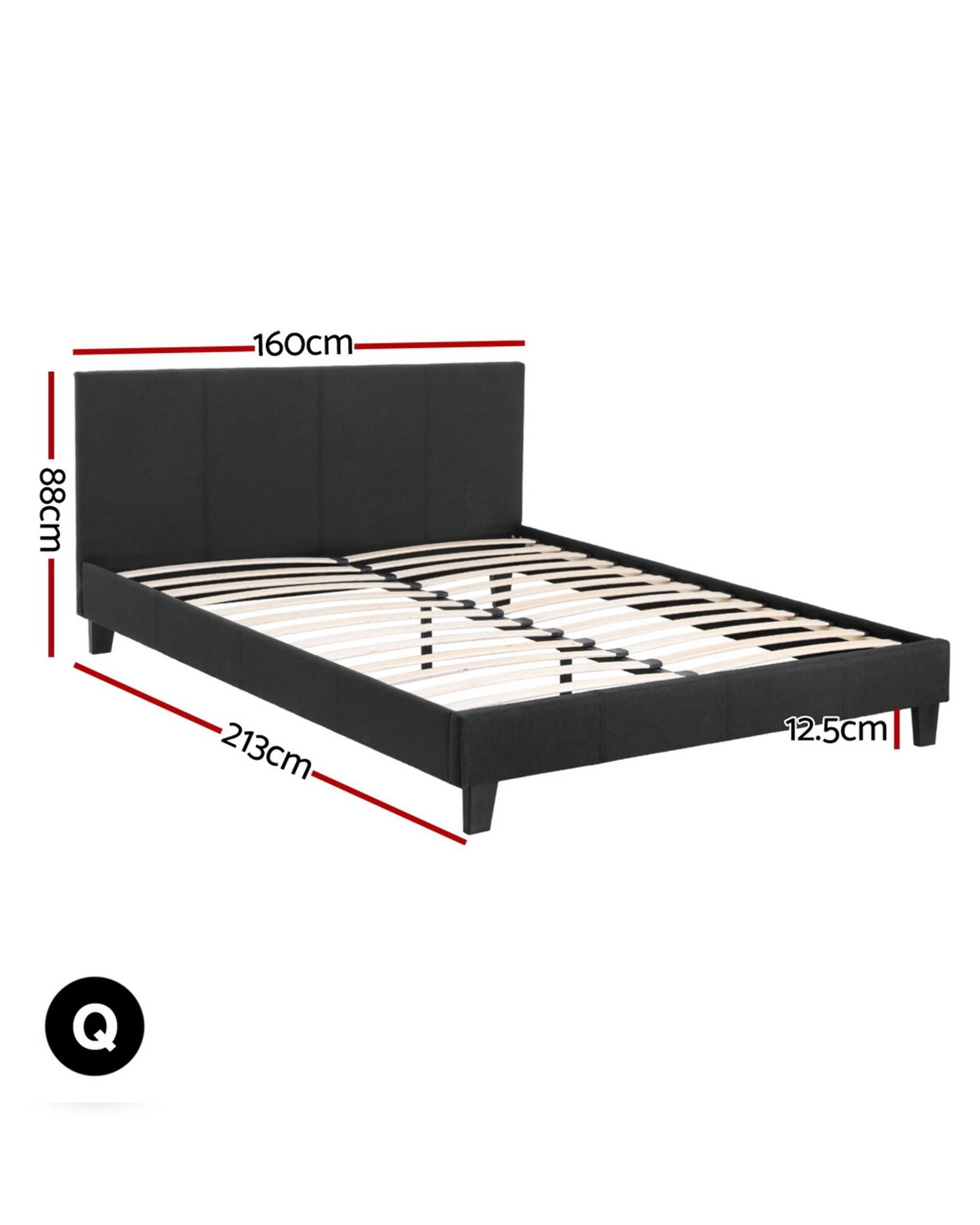 2 Artiss Bed Frame Queen Size Charcoal NEO - Charcoal, 2 of 5
