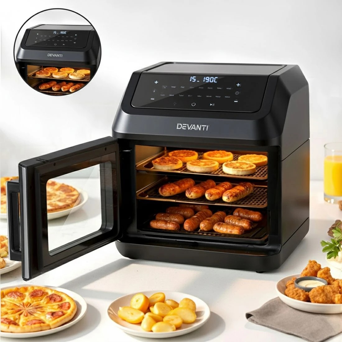 3 Devanti Air Fryer 13L LCD Fryers Oven - Black, 3 of 7