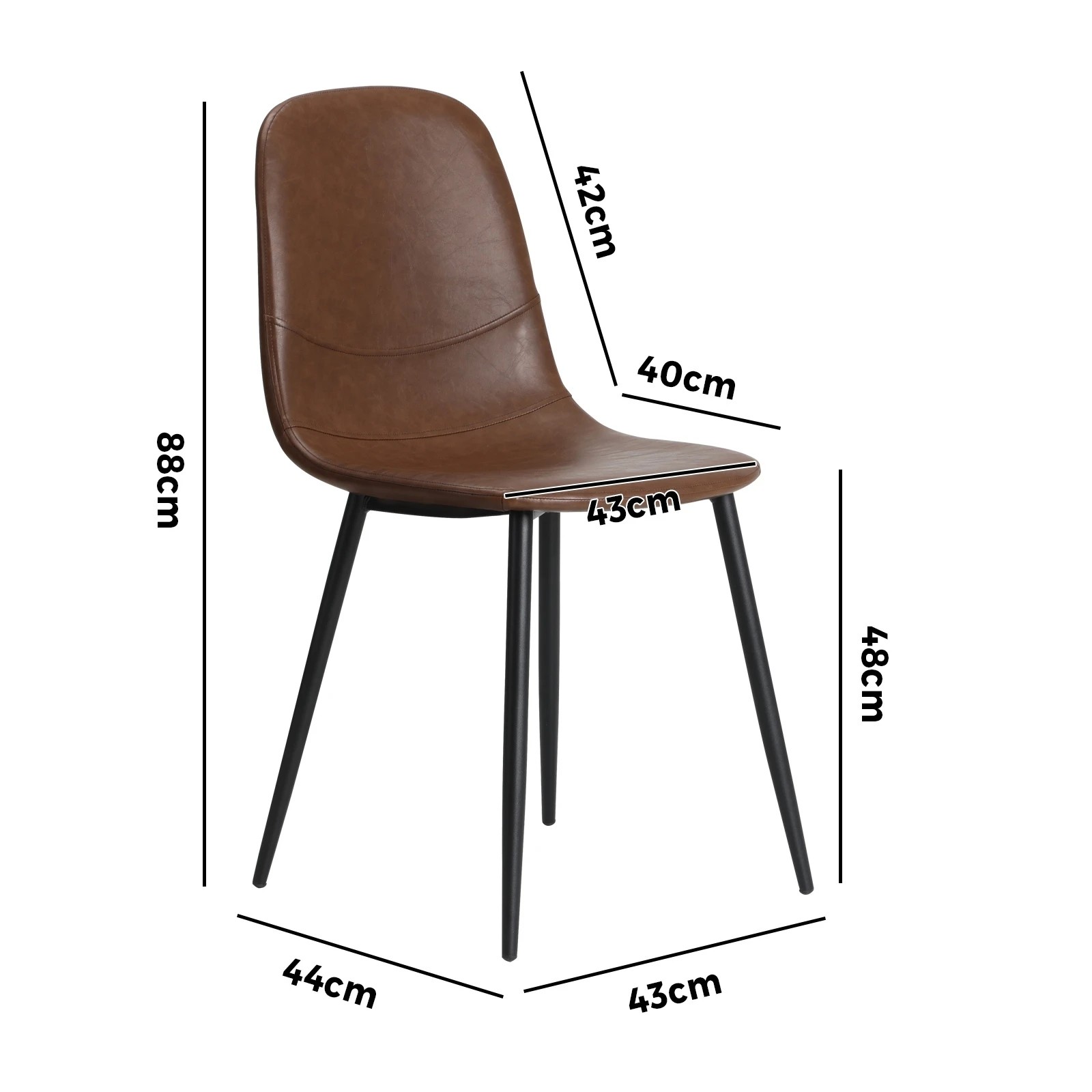 3 Oikiture 2x Dining Chairs Kitchen Accent Chair Lounge Room Pu Leather
 - Brown, 3 of 10