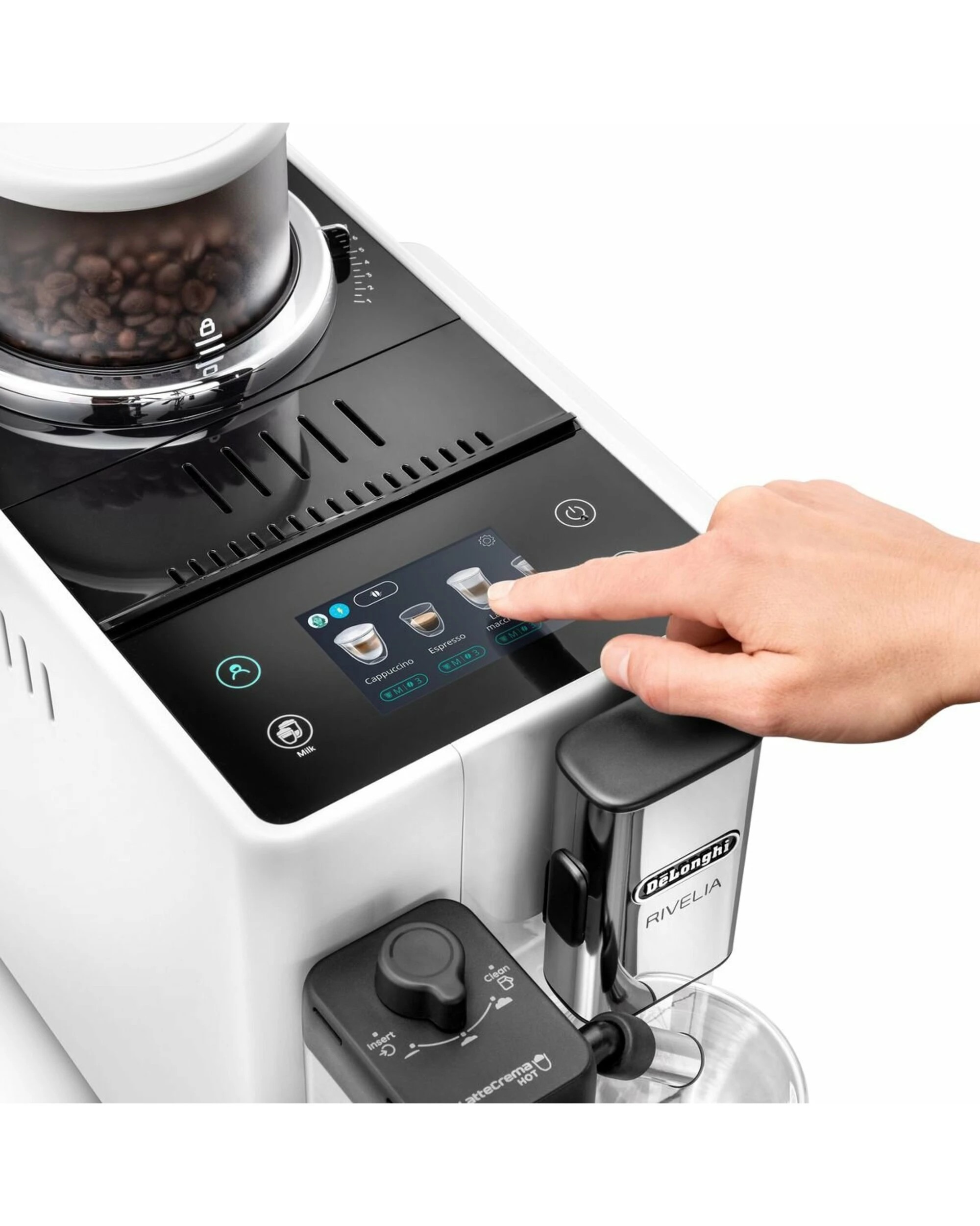 5 DeLonghi Rivelia Fully Automatic Coffee Machine - White - WHITE, 5 of 5