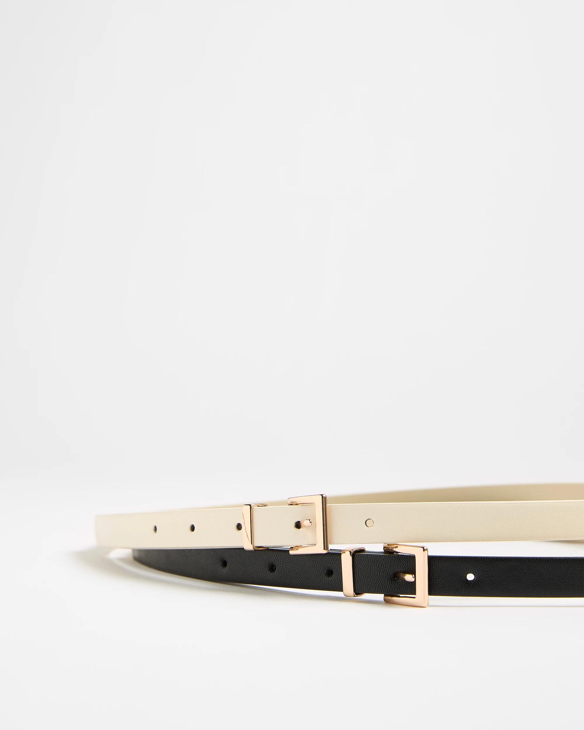 2 Target 2 Pack Skinny Belts BLACK / CREAM, 2 of 4