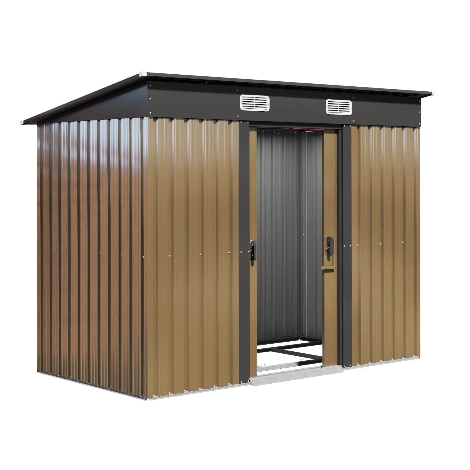 1 Livsip Garden Shed Outdoor Storage Sheds 2.38x1.31M Workshop Shelter With Base - Brown, 1 of 8