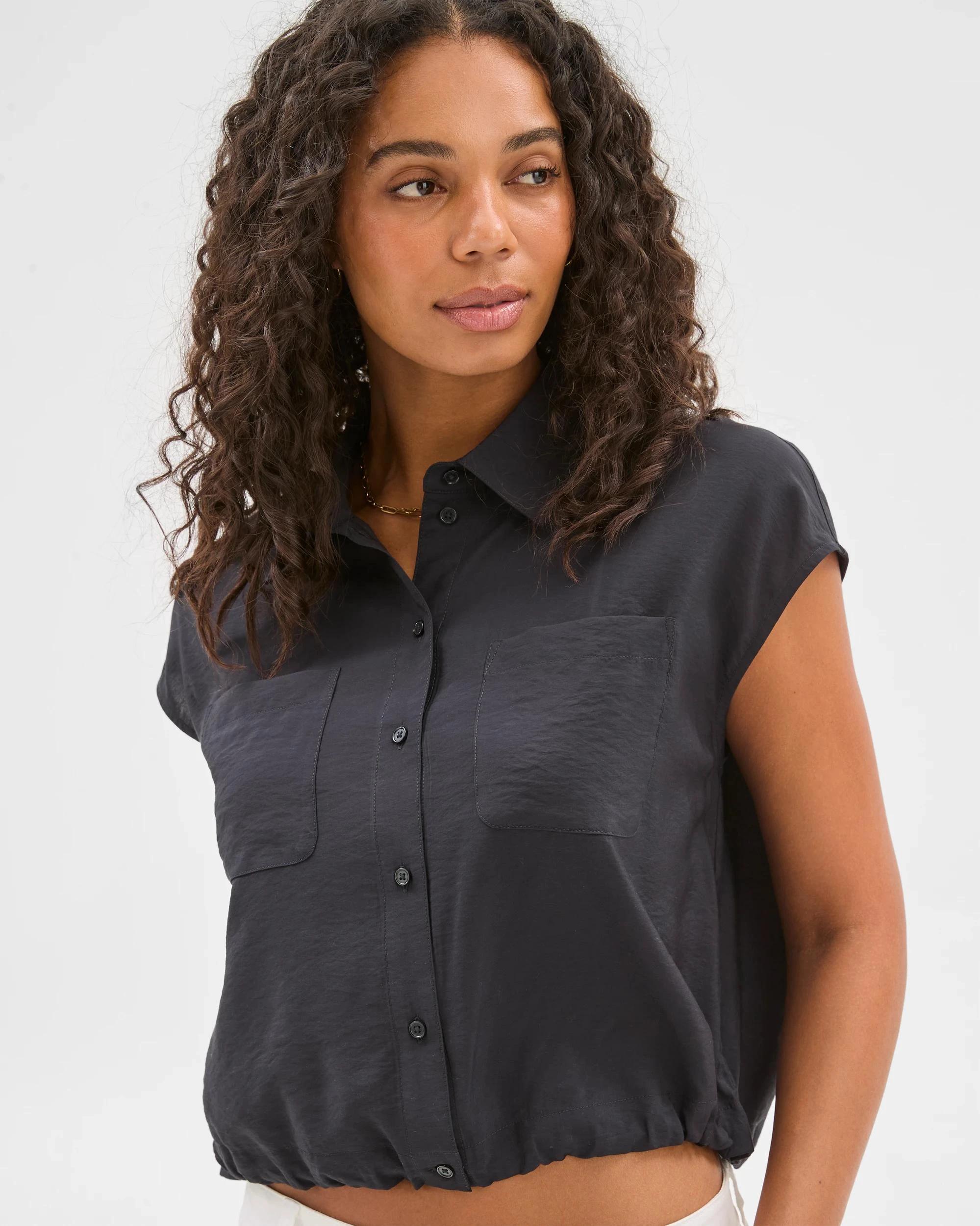 5 Target Elastic Hem Shirt BLACK, 5 of 7