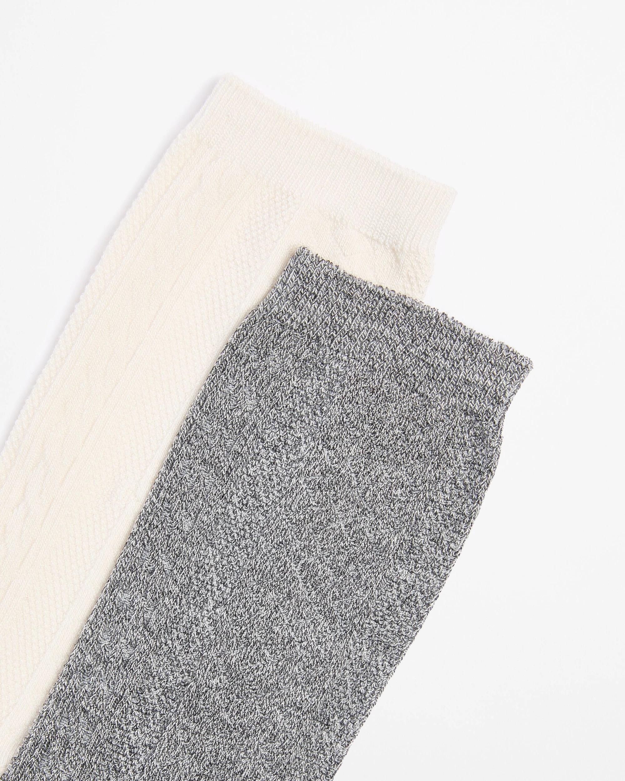 2 Target Woman Bamboo 2 Pack Cable Boot Socks GREY MARLE, 2 of 3
