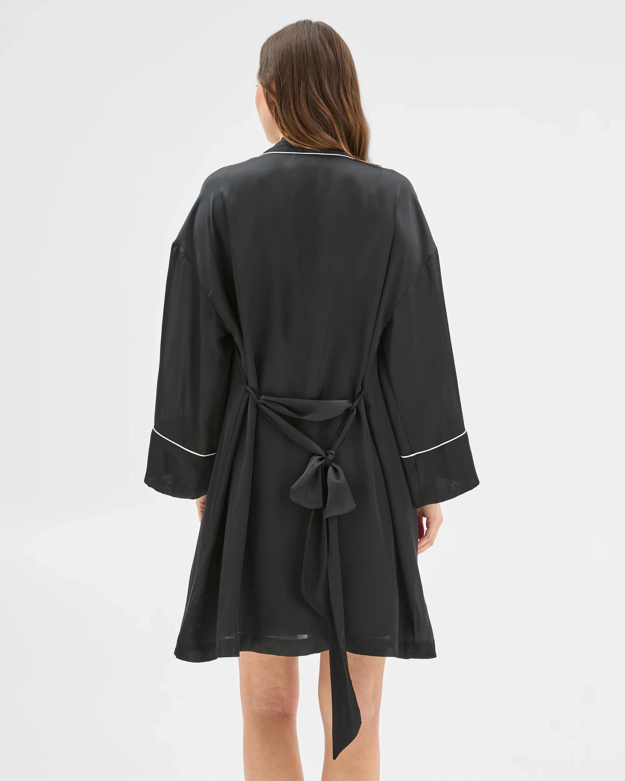 3 Target Womens Satin Short Sleep Robe BLACK, 3 of 6