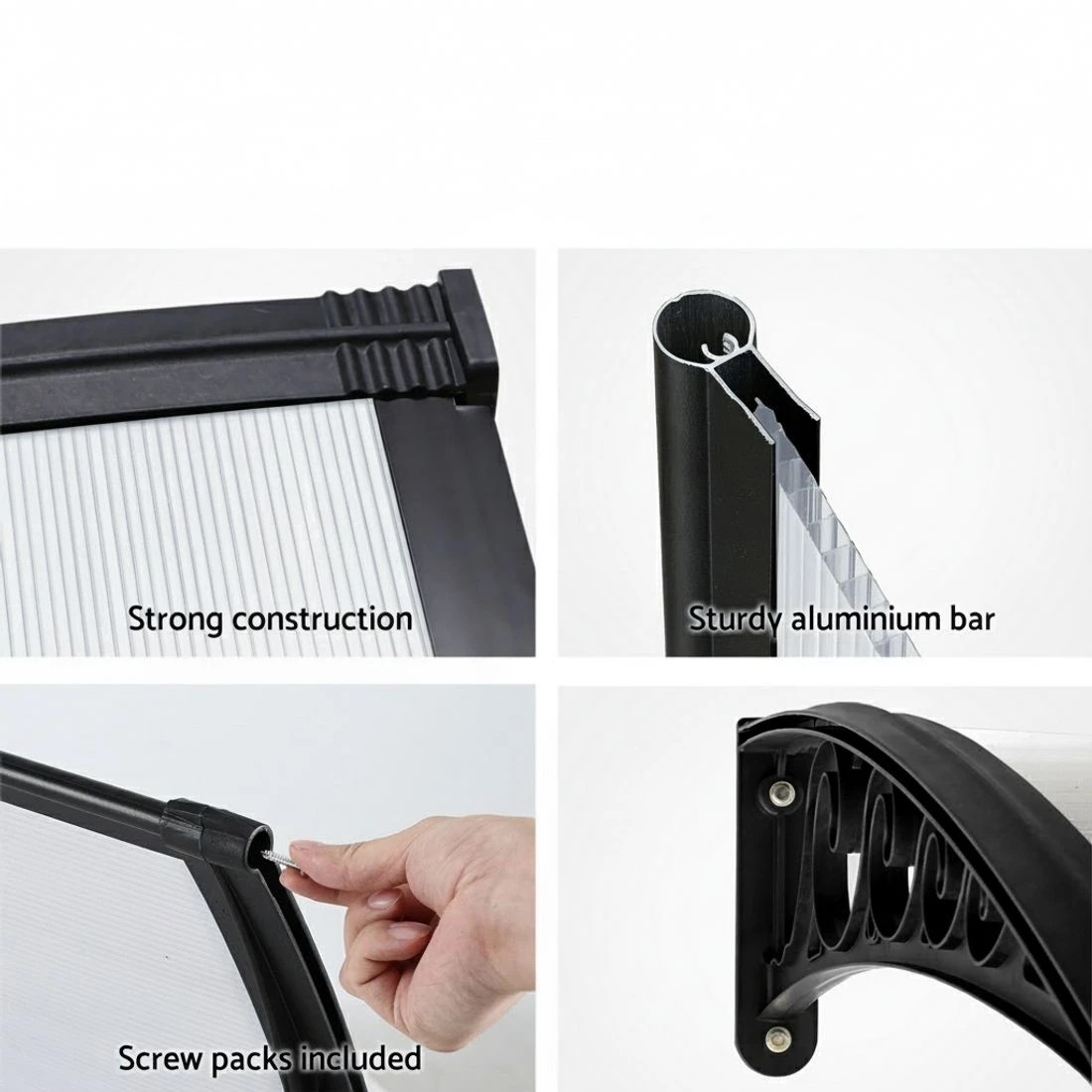 8 Instahut Window Door Awning 0.8mx1m Transparent - Clear, 8 of 9