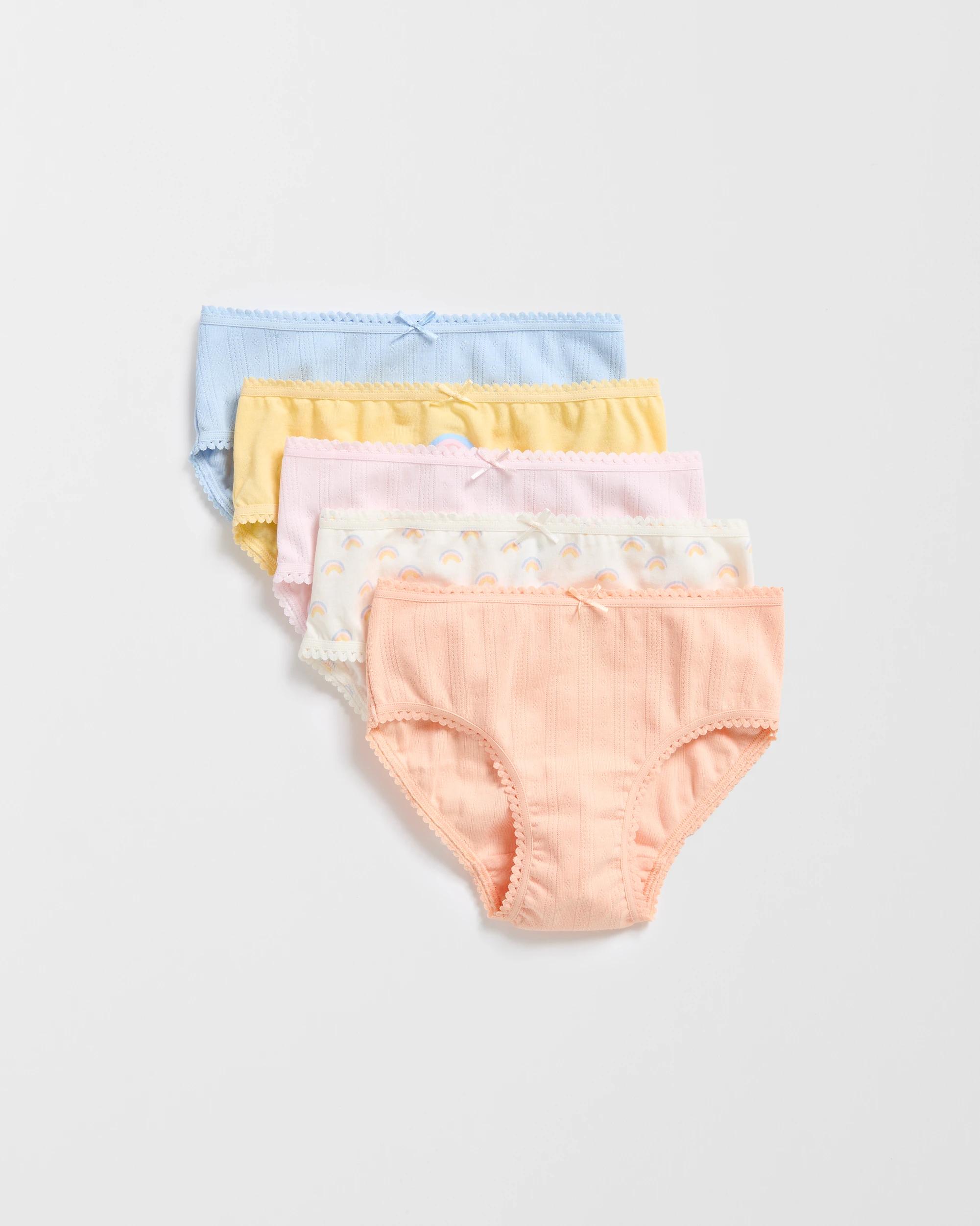 1 Australian Cotton Younger Girls Underwear Briefs 5 Pack - Maxx RAINBOW, 1 of 3