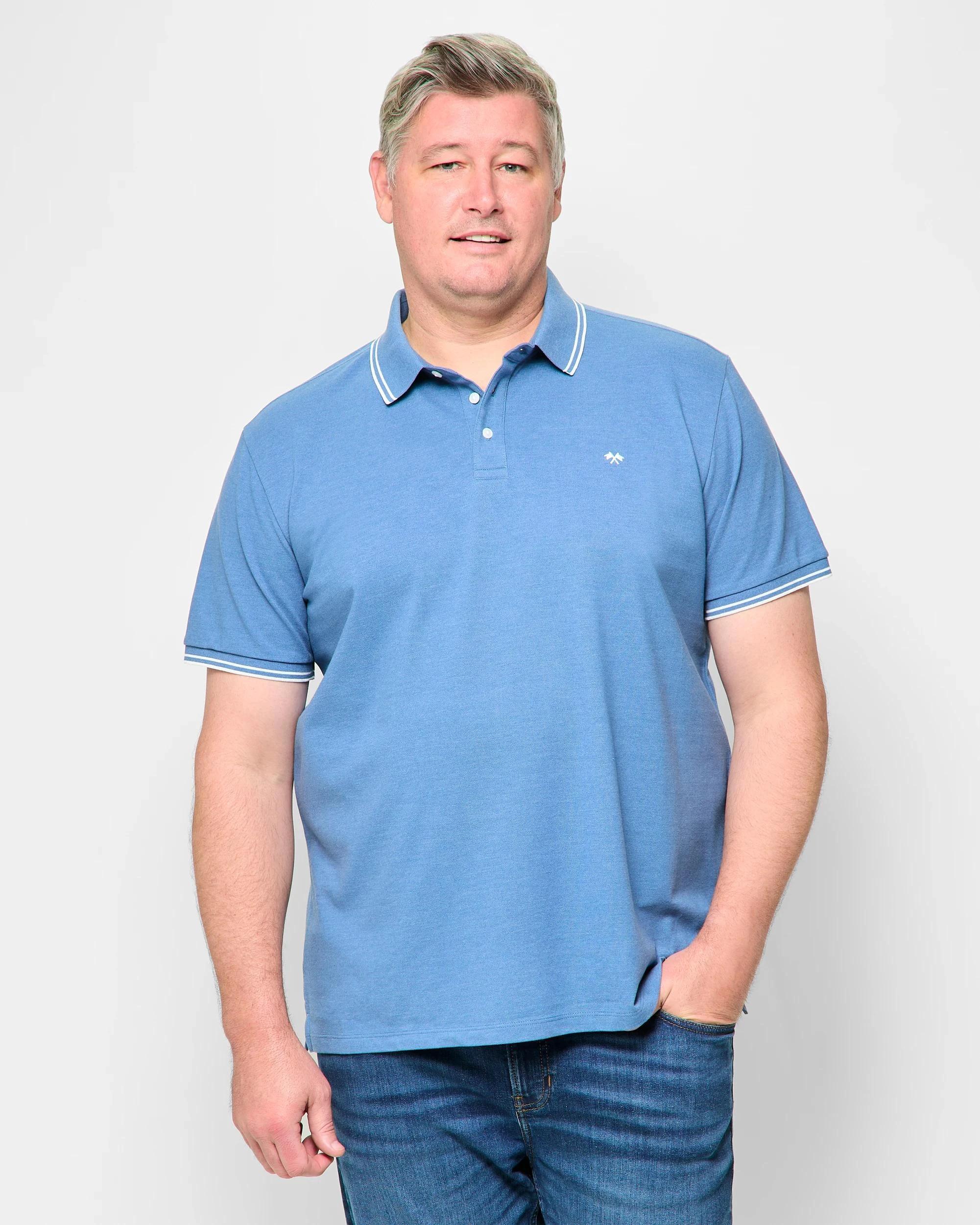 1 Target Man Plus Plus Size Australian Cotton Pique Polo T-Shirt BLUE, 1 of 5