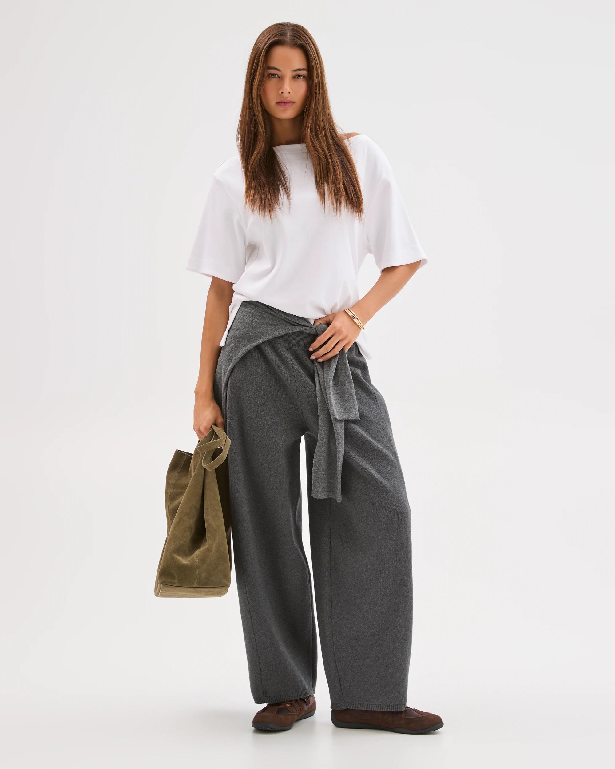 1 Lily Loves Australian Cotton Blend Lounge Knit Pants SHADOW MARLE, 1 of 7