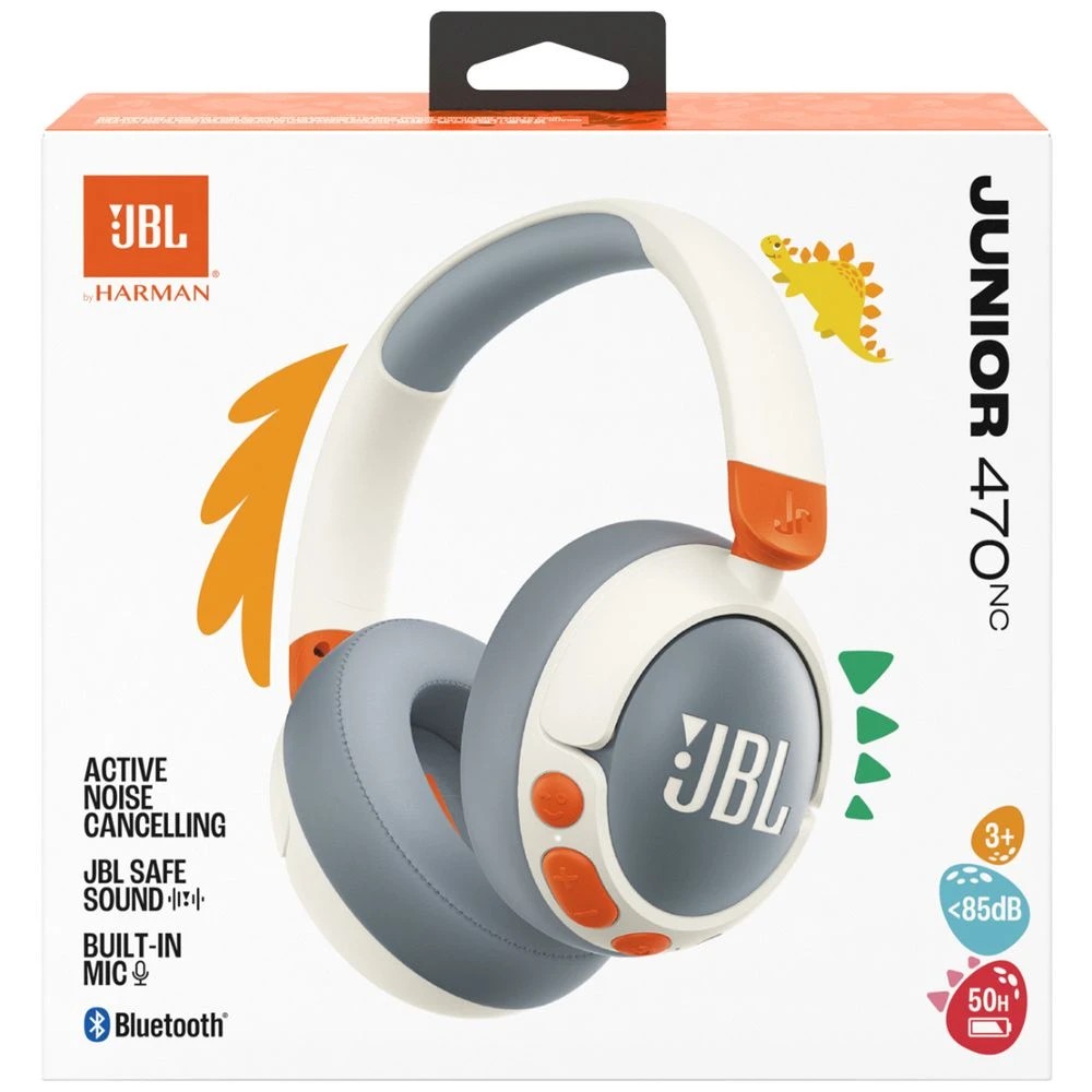 9 JBL JR470 Kids Bluetooth Noise Cancelling Headphones White, 9 of 10