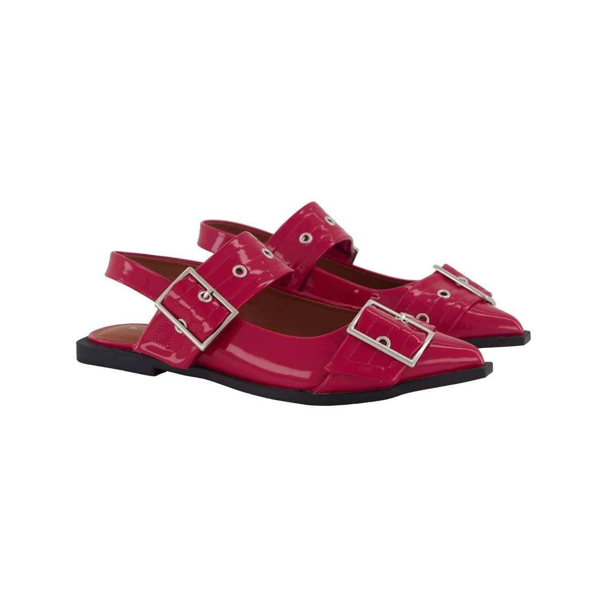 3 Buckle Slingback Ballet Flats Retro Red, 3 of 3