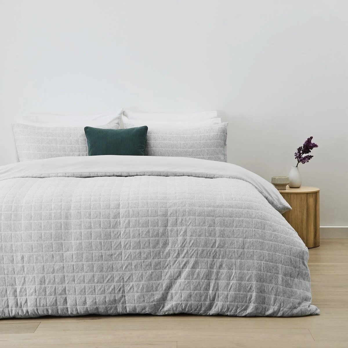 1 Jersey Quilt Cover Set - Double Bed, Grey, 1 of 6