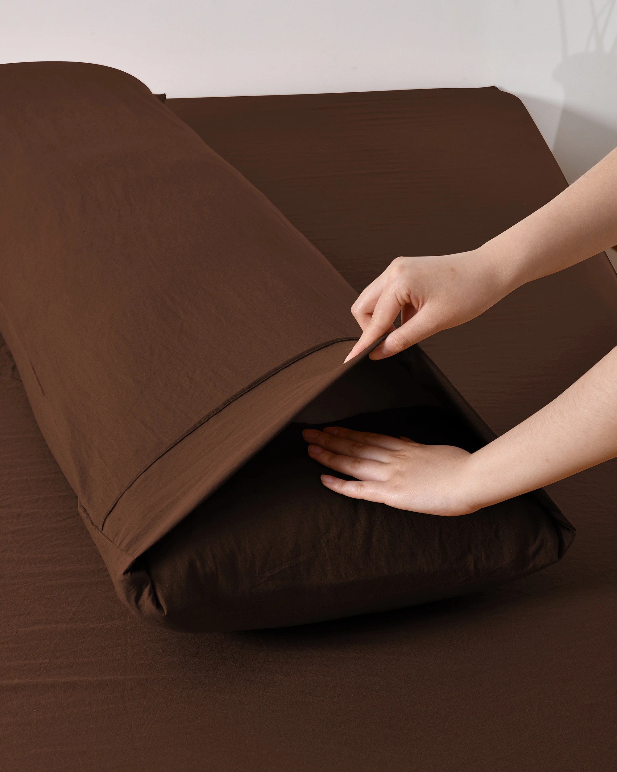 4 Dreamaker Superfine Washed Microfibre Body Pillowcase Twin Pack - Chocolate, 4 of 5