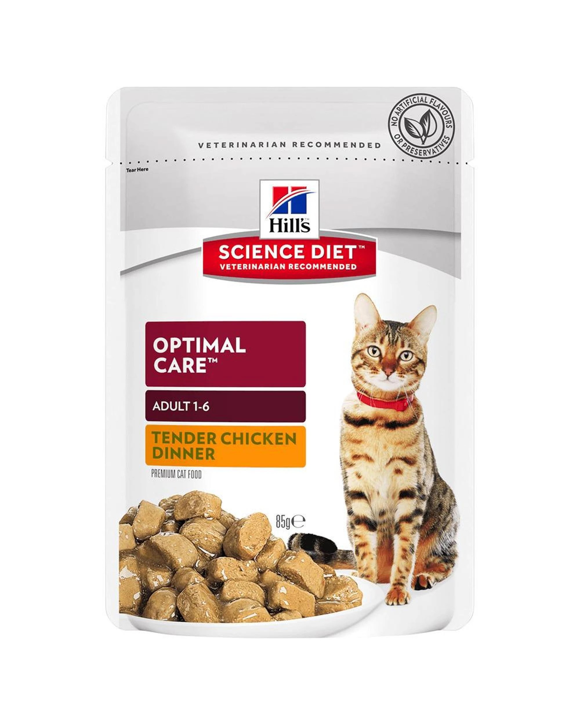 1 Hills Adult 1+ Optimal Care Wet Cat Food Tender Chicken Dinner 12 x 85g, 1 of 2