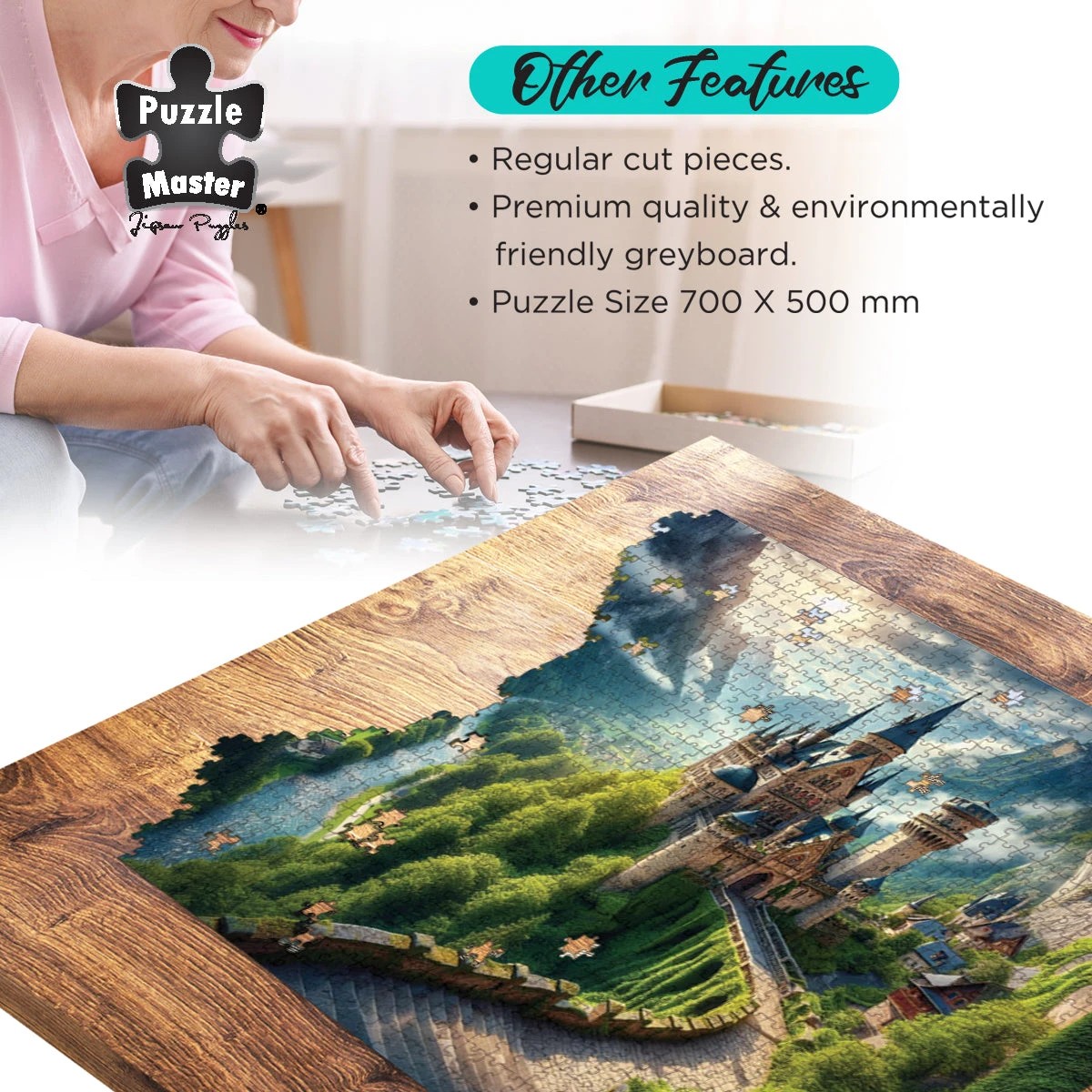 6 Puzzle Master Mountain Castle AR Edition 1000 Piece Jigsaw Puzzle, 6 of 10