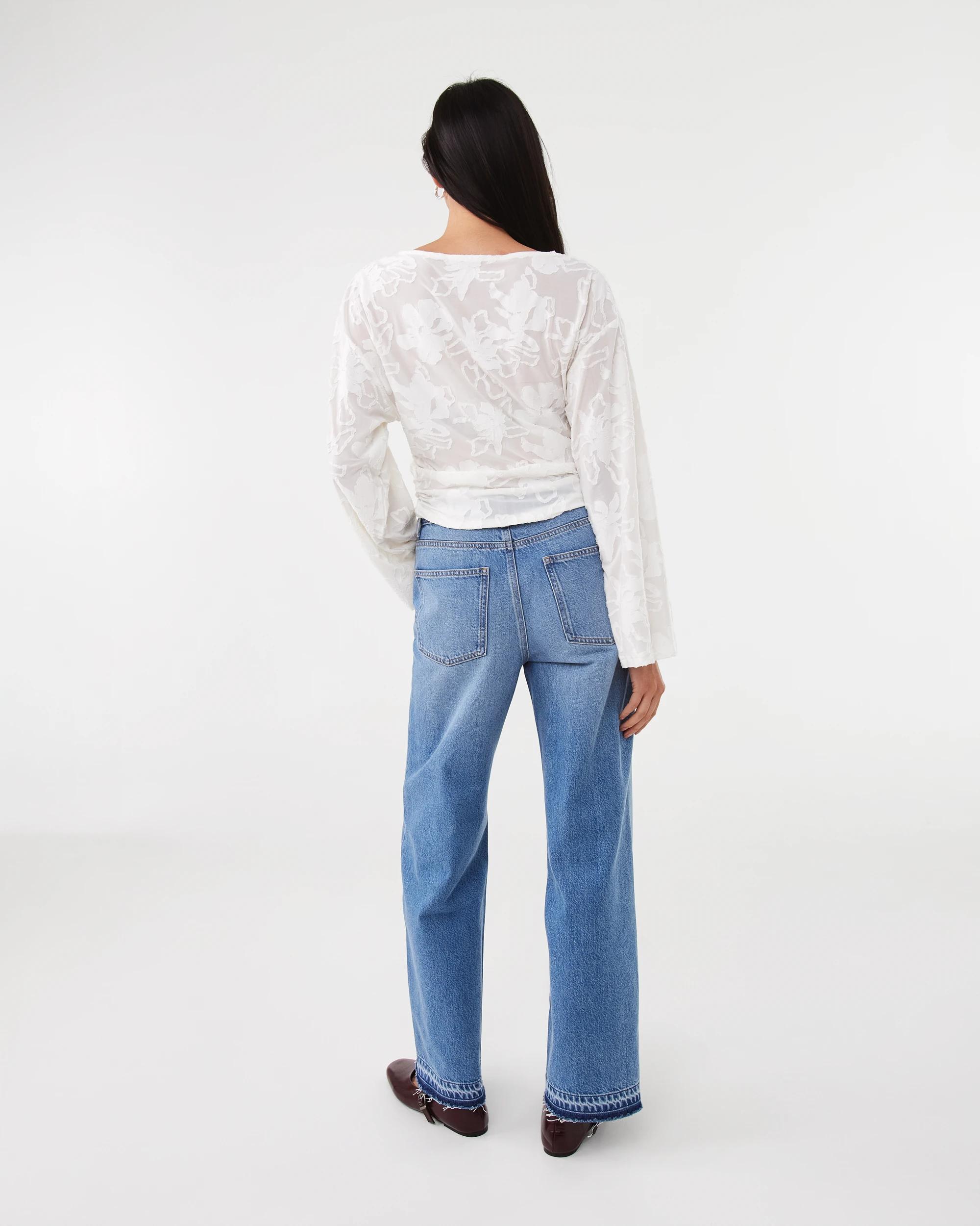 4 Long Sleeve Jacquard Top Cld White, 4 of 7