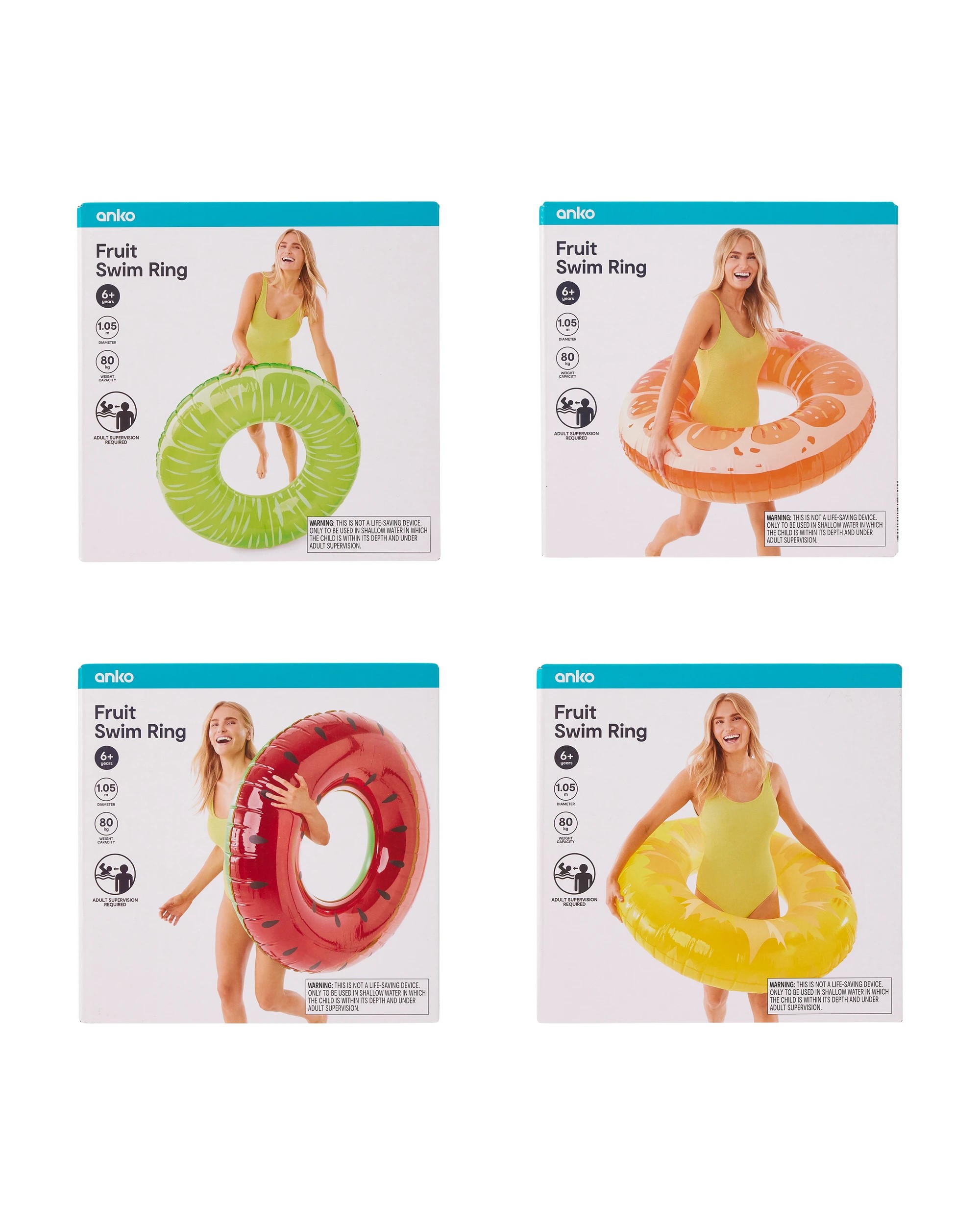 9 Inflatable Fruit Swim Ring - Assorted, 9 of 10