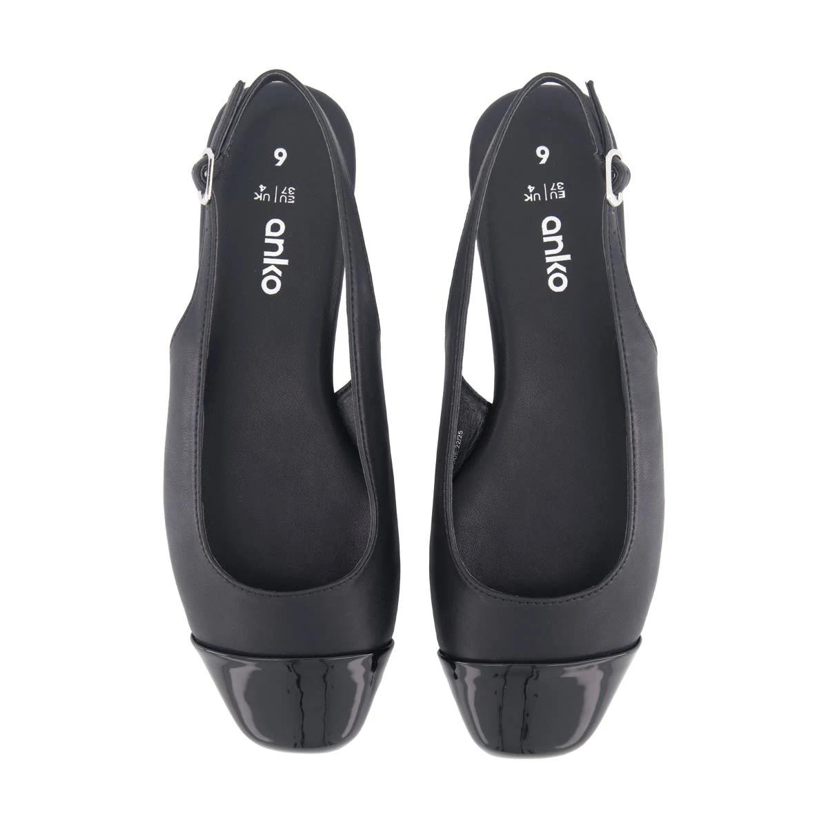 2 Ballet Toe Cap Slingback Flats BLACK, 2 of 3