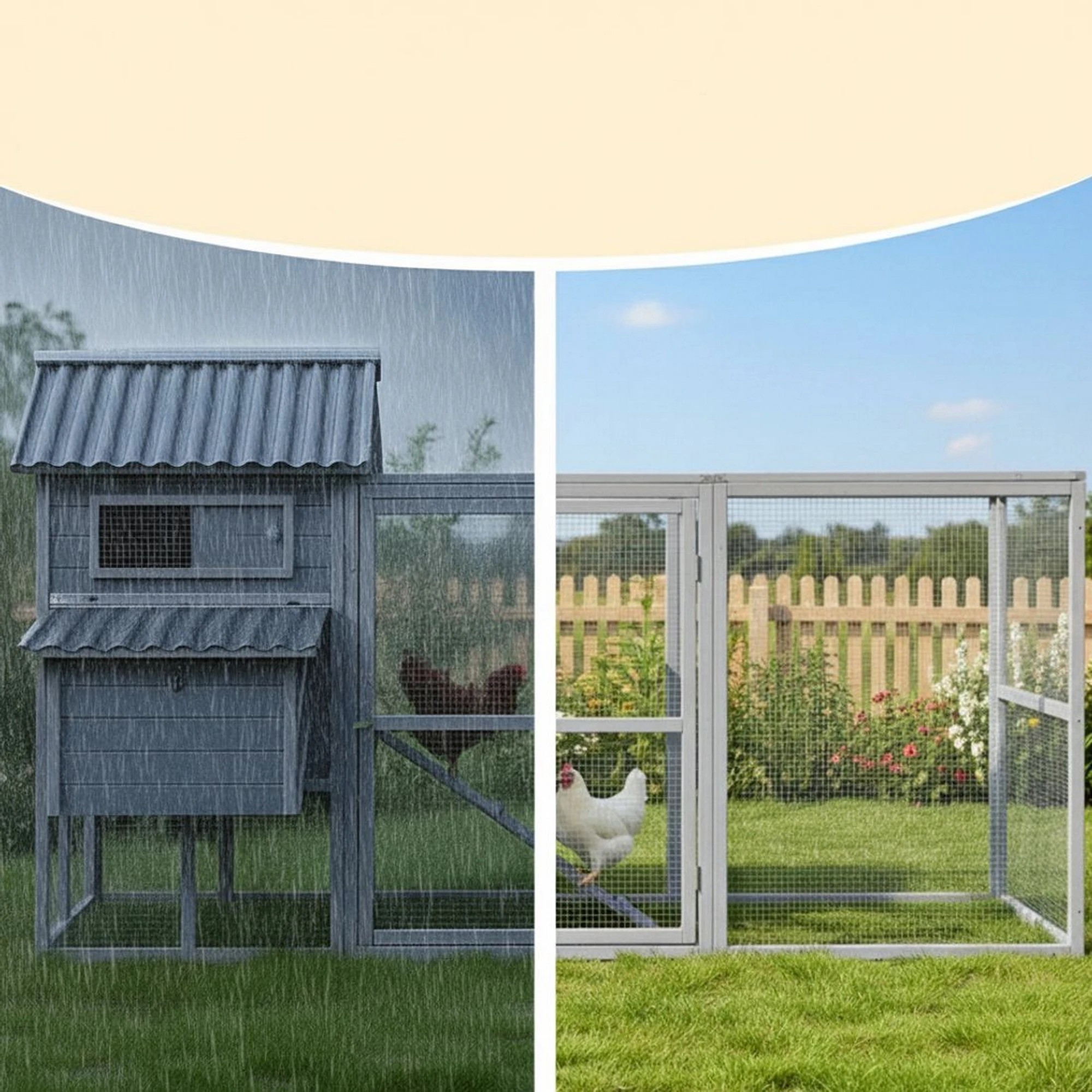 6 i.Pet Chicken Coop Rabbit Hutch Extra Large Wooden Run Bunny Cage Poultry House - Multi, 6 of 8