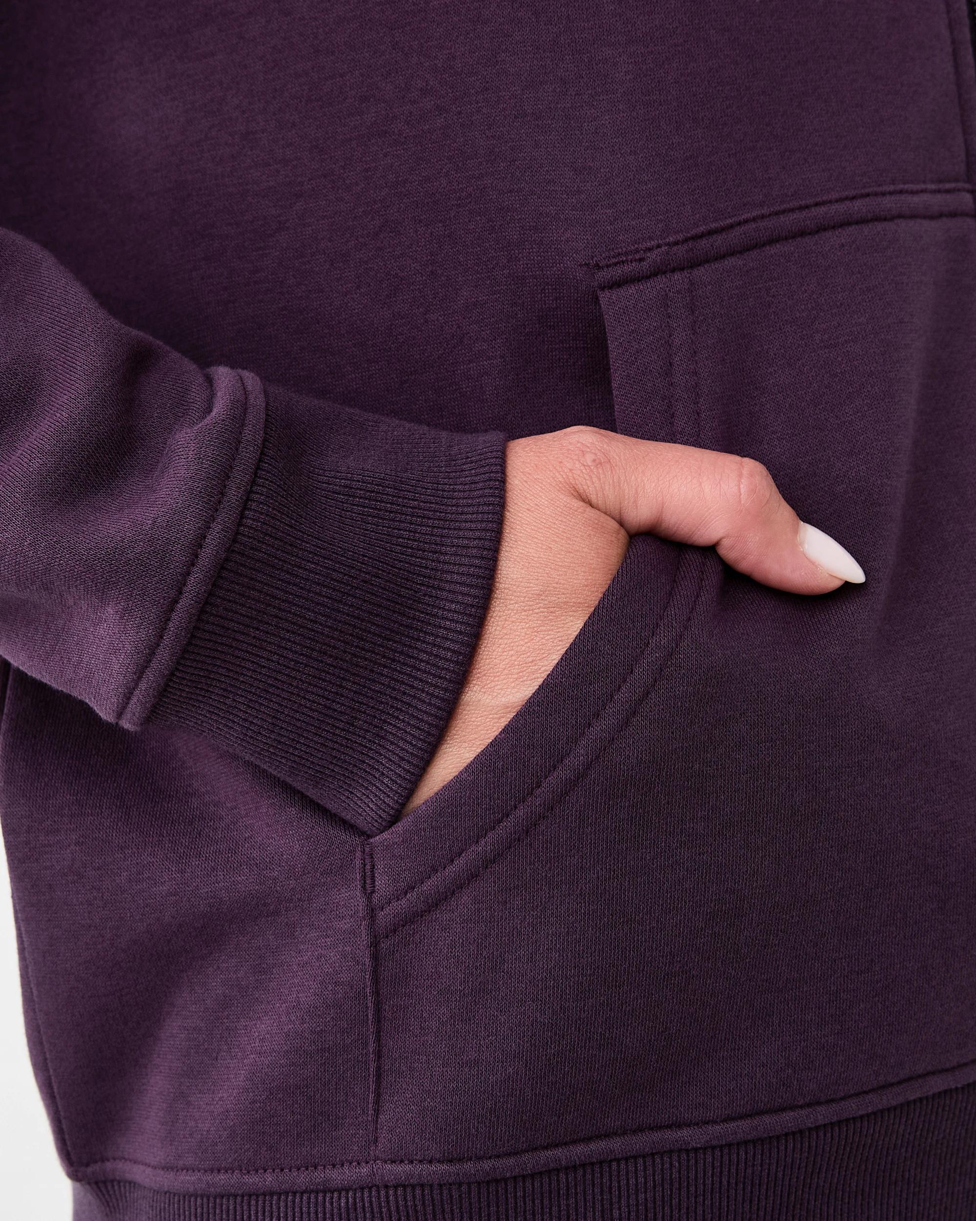 7 Active Womens Essential Zip Through Hoodie Pur Raisin, 7 of 9