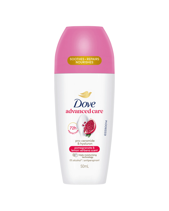 Dove Advanced Care Go Fresh Antiperspirant Deodorant Roll-On 50ml - Pro-Ceramide and Calendula, Pomegranate Scent