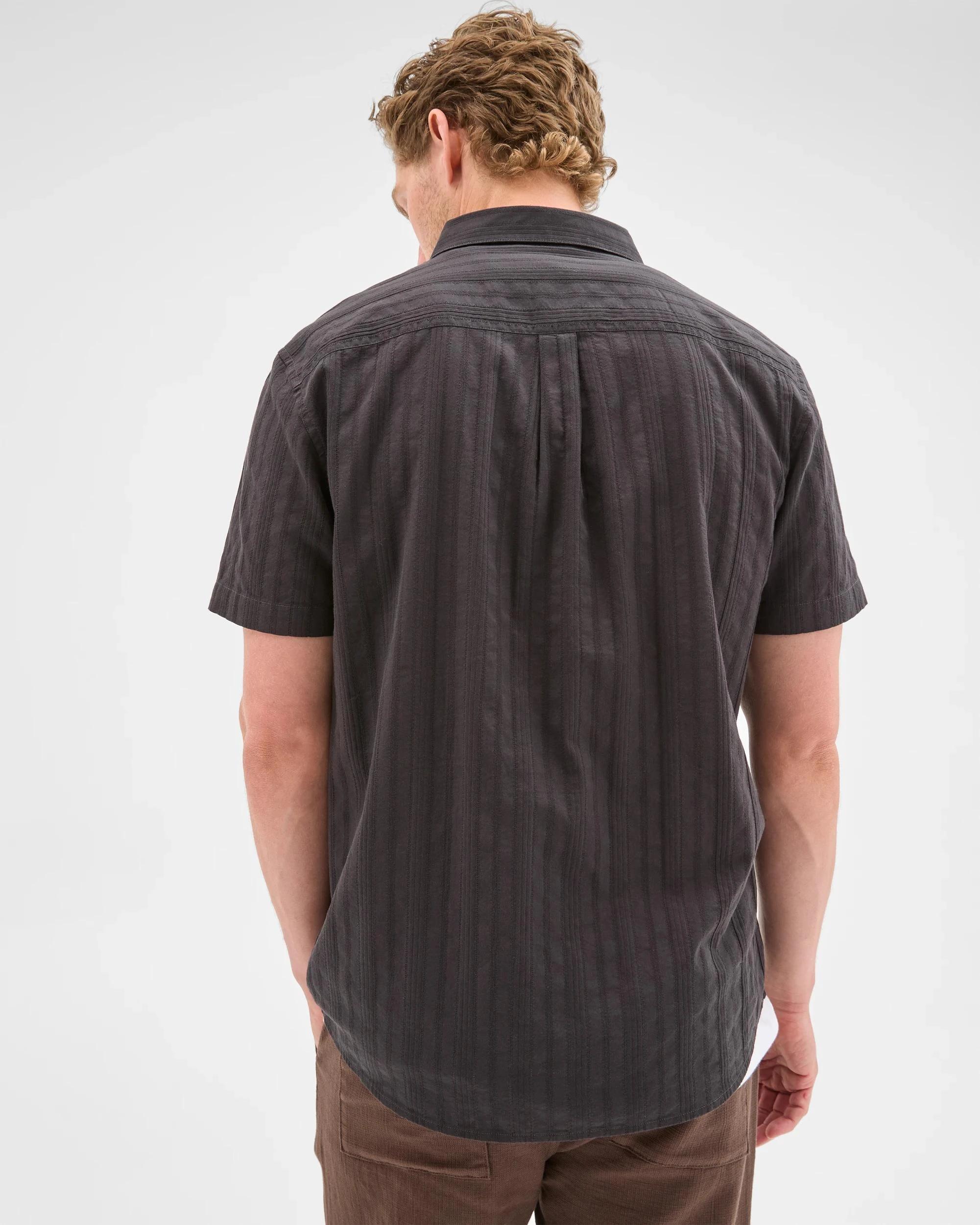 5 Target Man Australian Cotton Short Sleeve Textured Shirt BLACK, 5 of 6