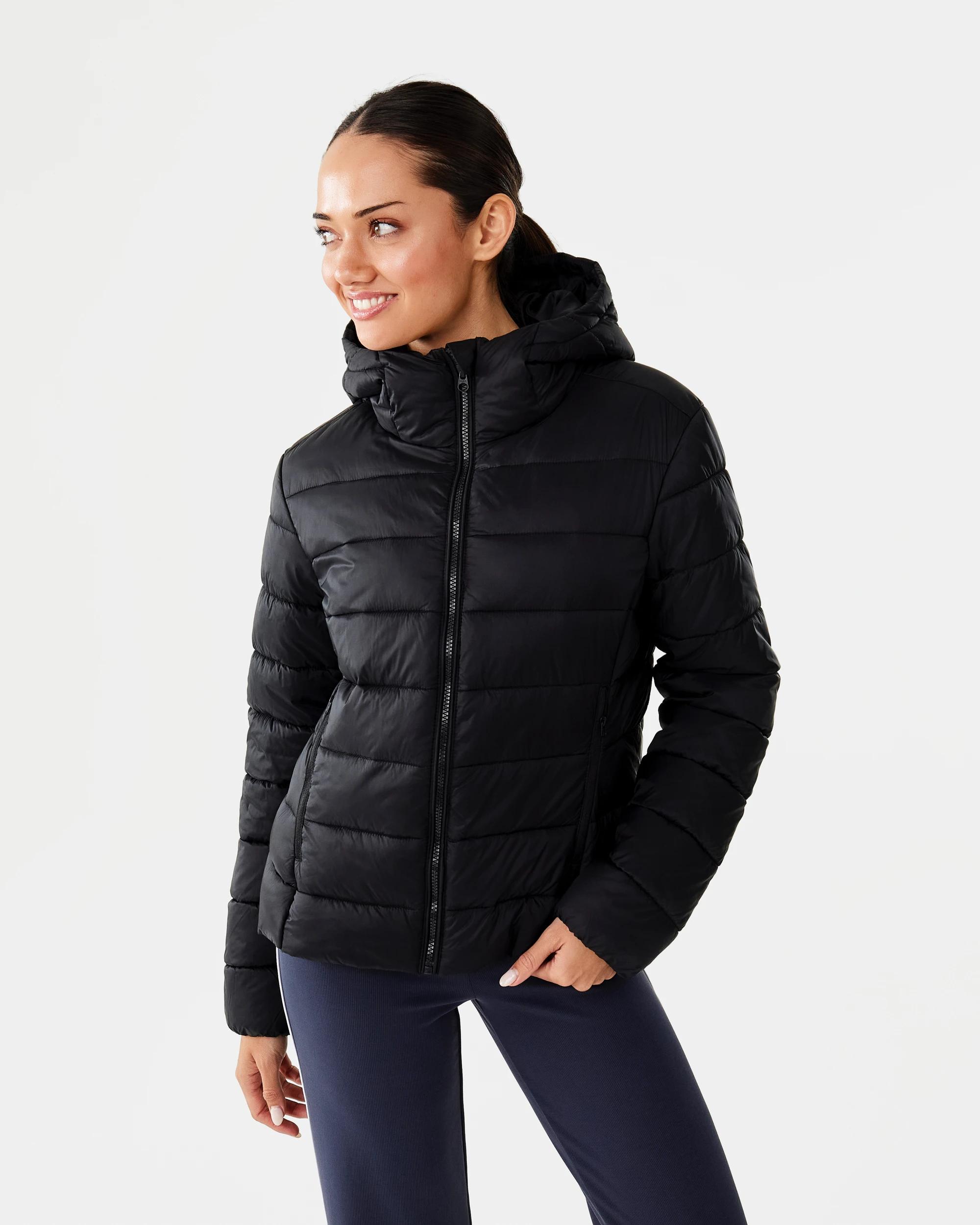 2 Active Womens Packable Puffer Jacket Black, 2 of 9