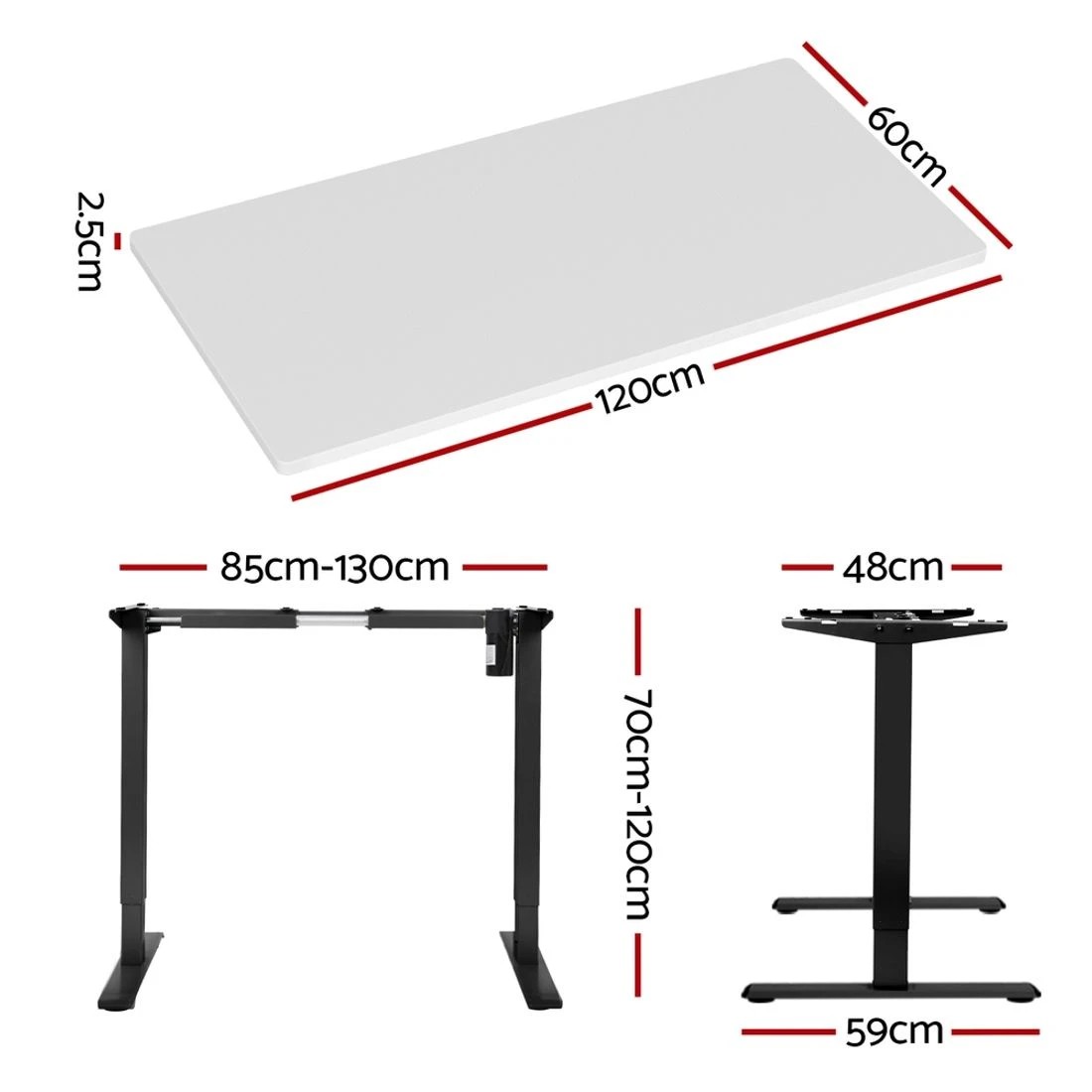 3 Artiss Standing Desk Motorised  120CM - White, 3 of 7