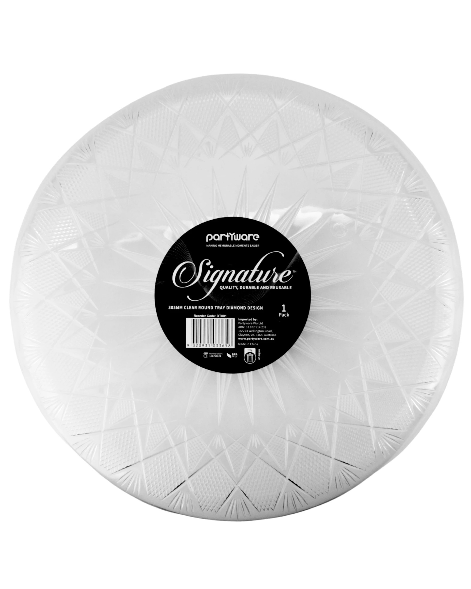 4 Partyware Clear Plastic Round Diamond Tray 30.5cm - Clear, 4 of 4