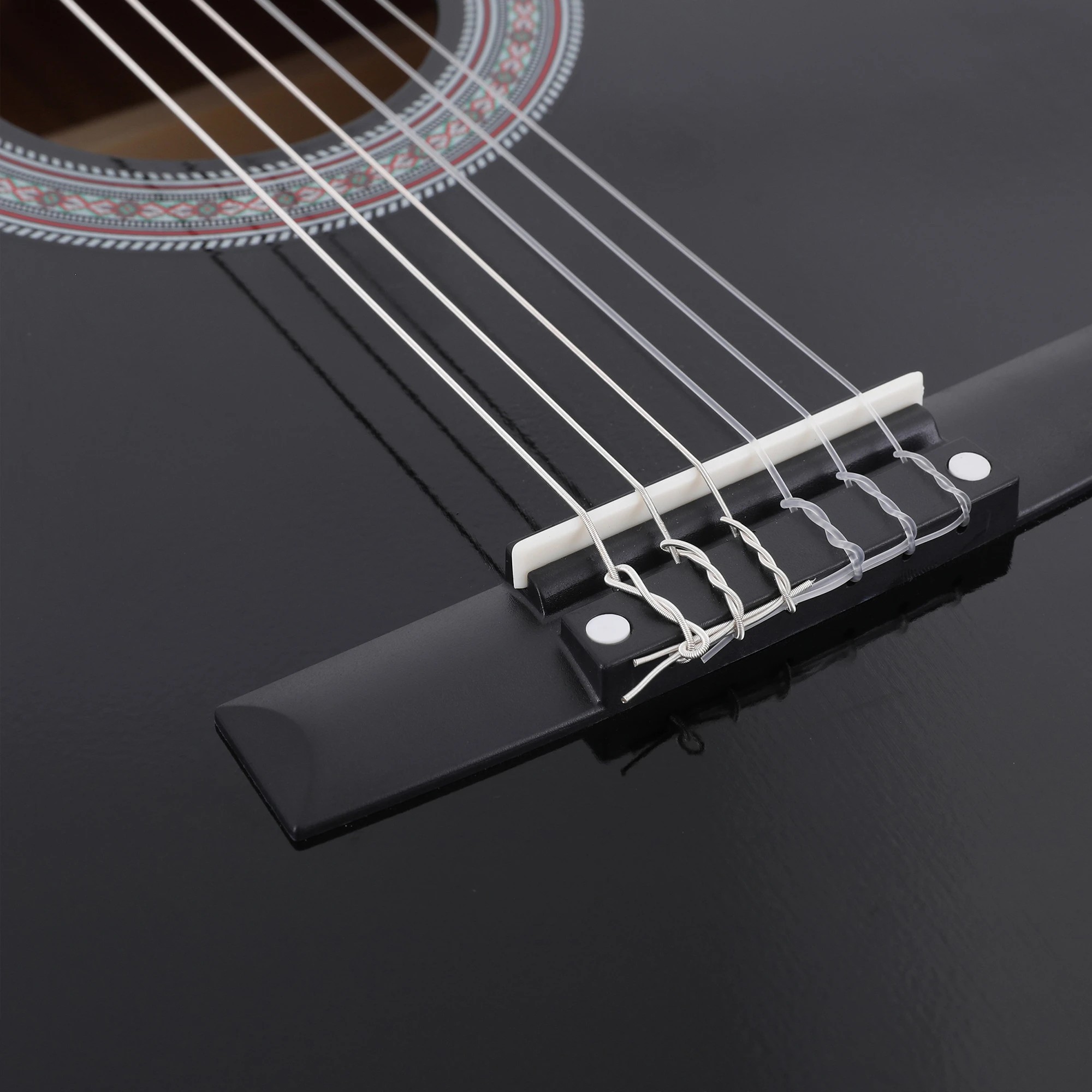 9 Alpha 38 Inch Acoustic Guitar Full Size Classical Cutaway Nylon String - Black, 9 of 9