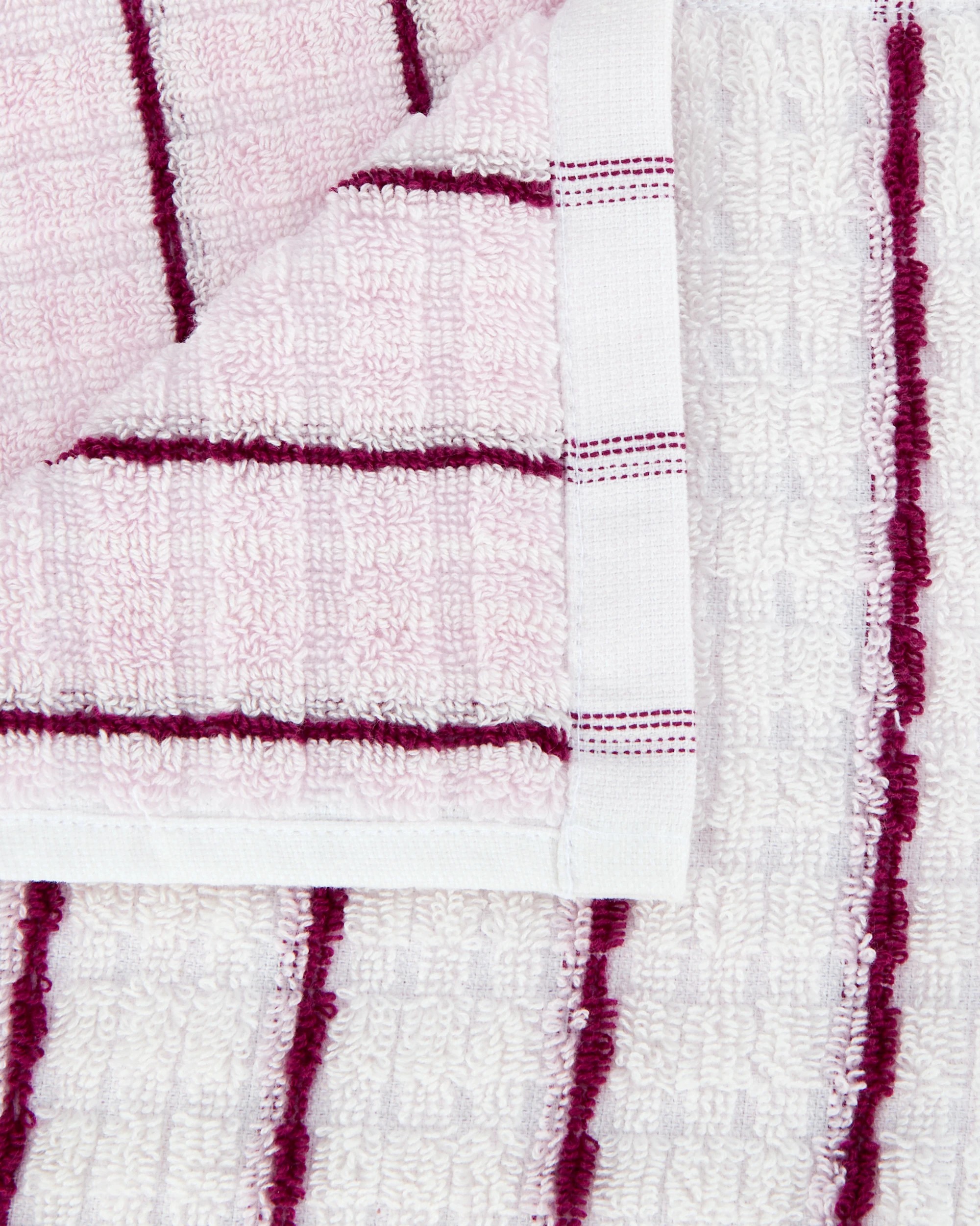 2 Pinstripe Cotton Hand Towel - Pink, 2 of 5