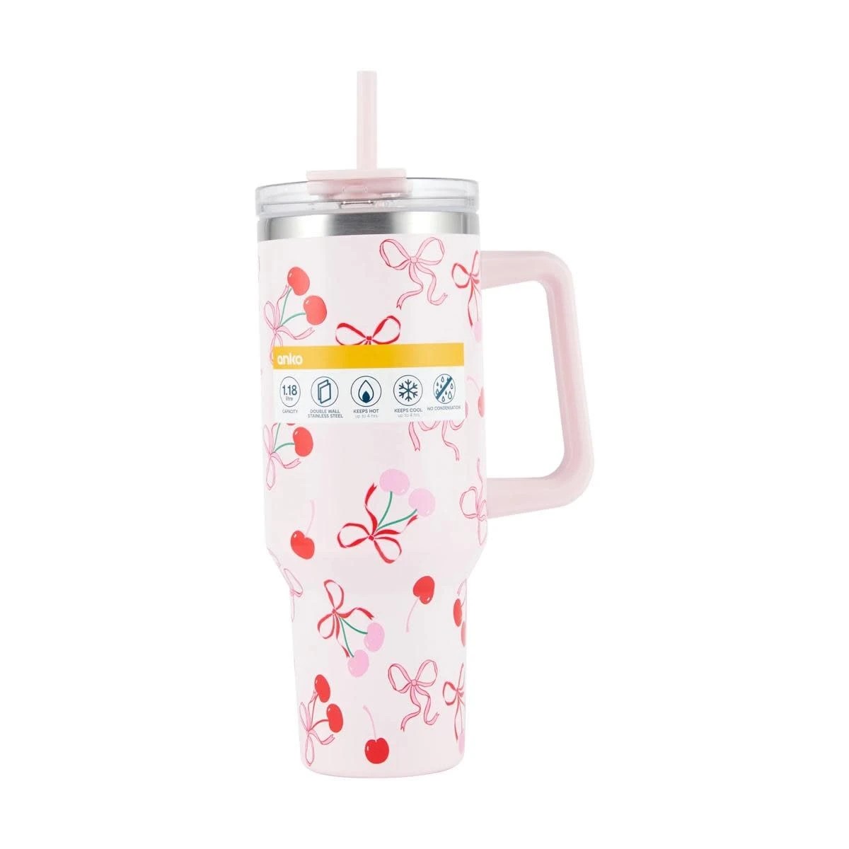 6 1.18L Cherry and Bow Jumbo Tumbler with Handle, 6 of 6