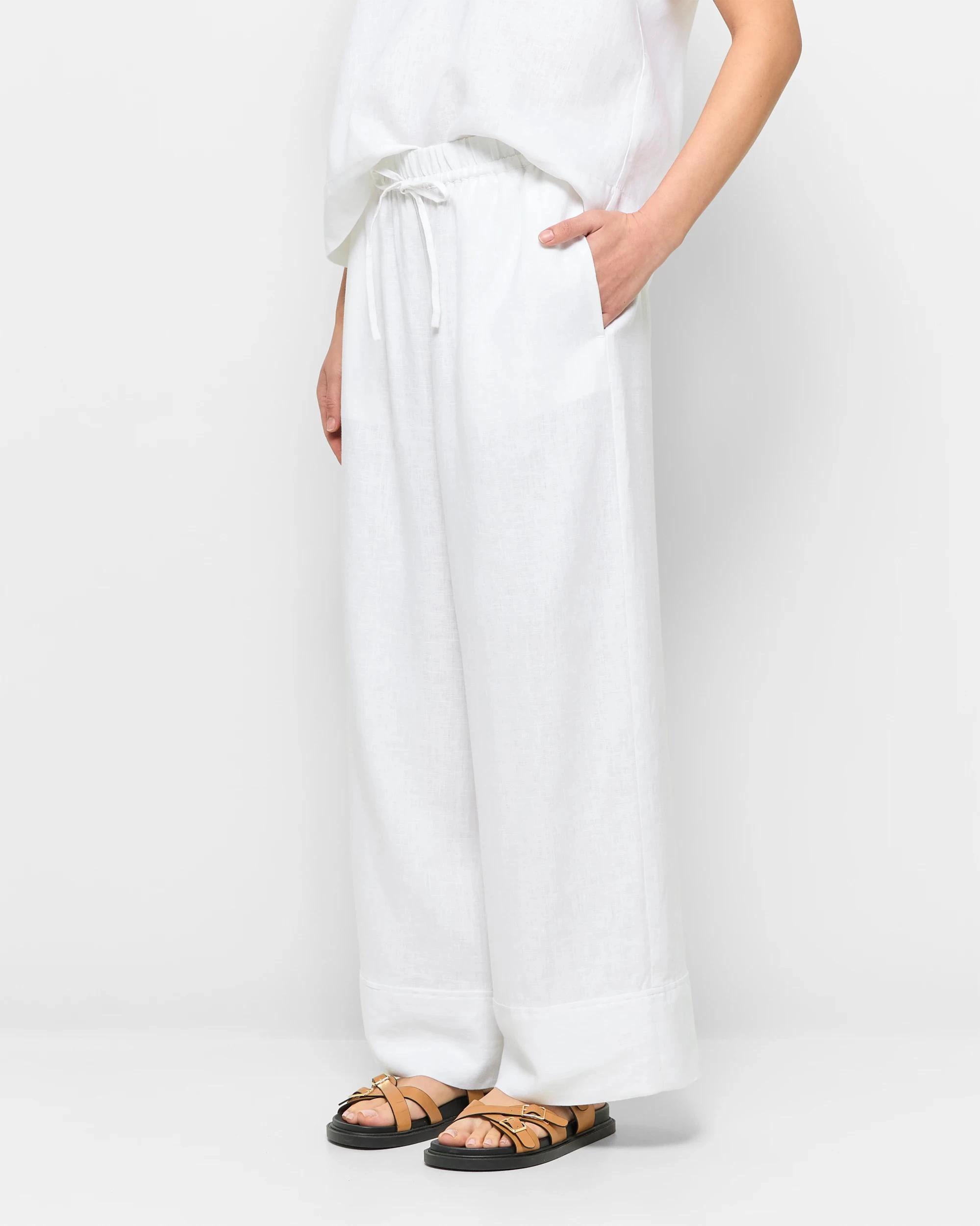 3 Target European Linen Wide Leg Pants WHITE, 3 of 5