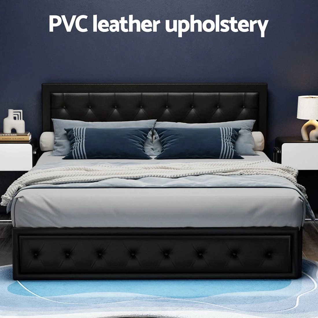 6 Artiss Bed Frame King Size Gas Lift  TIYO - Black, 6 of 8