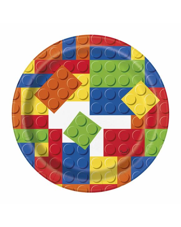 Unique Building Blocks Small Paper Plates Pack of 8