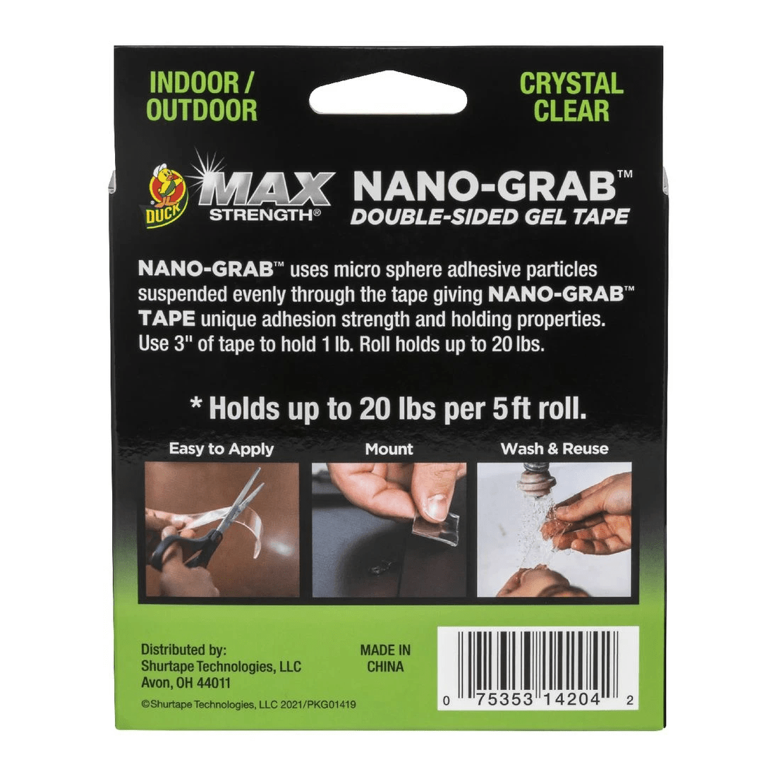 2 Duck Nano Grab Tape 24mmx1.5m Clear, 2 of 2