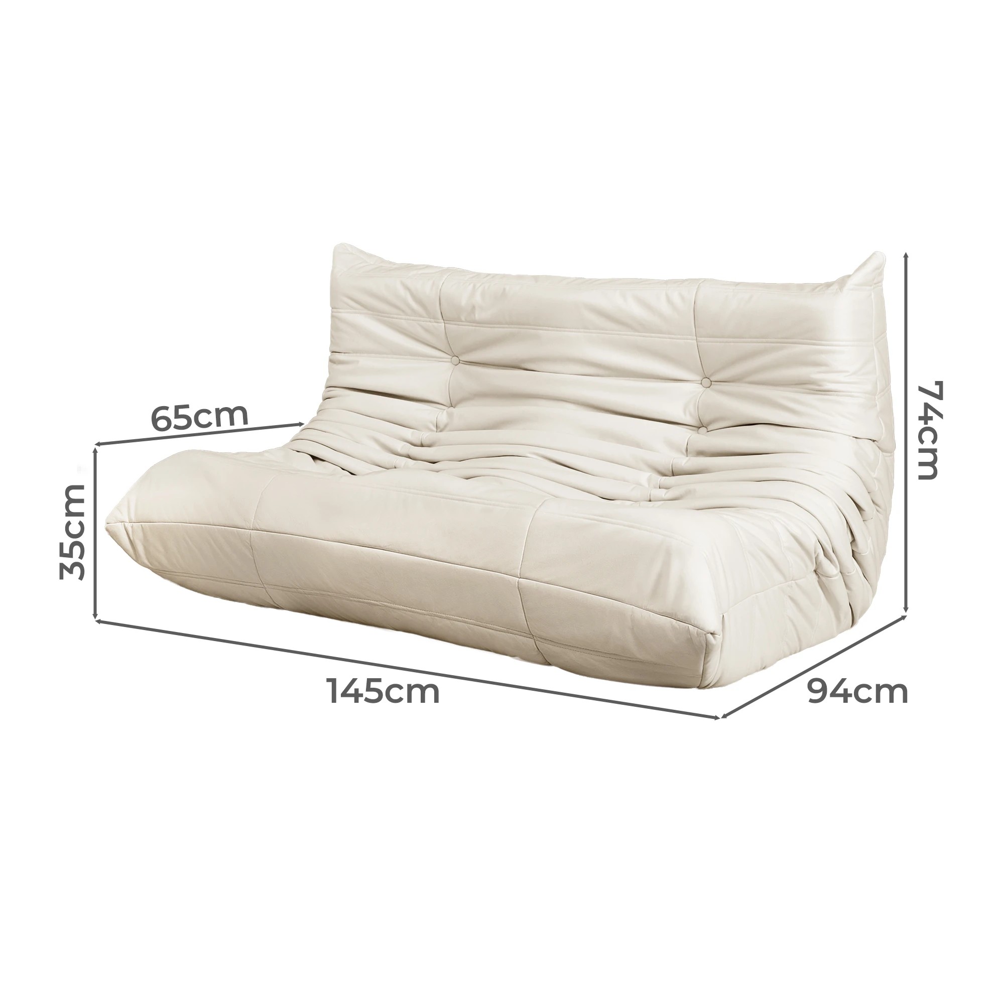 3 Levede Caterpilar Sofa 2 Seater - Beige, 3 of 5