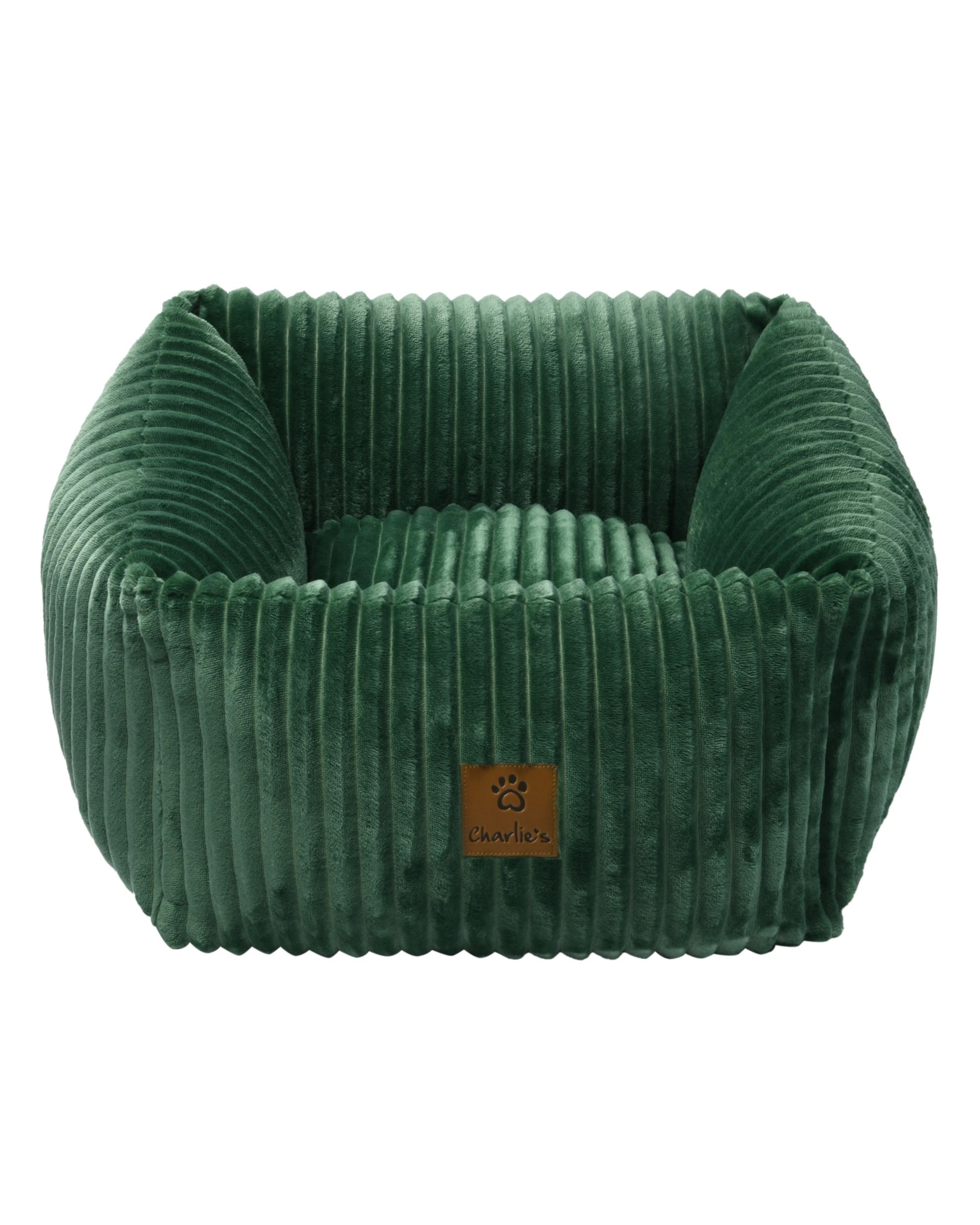 2 Charlie's Ascher Plush Corduroy Square Dog Bed Small - Eden Green, 2 of 8