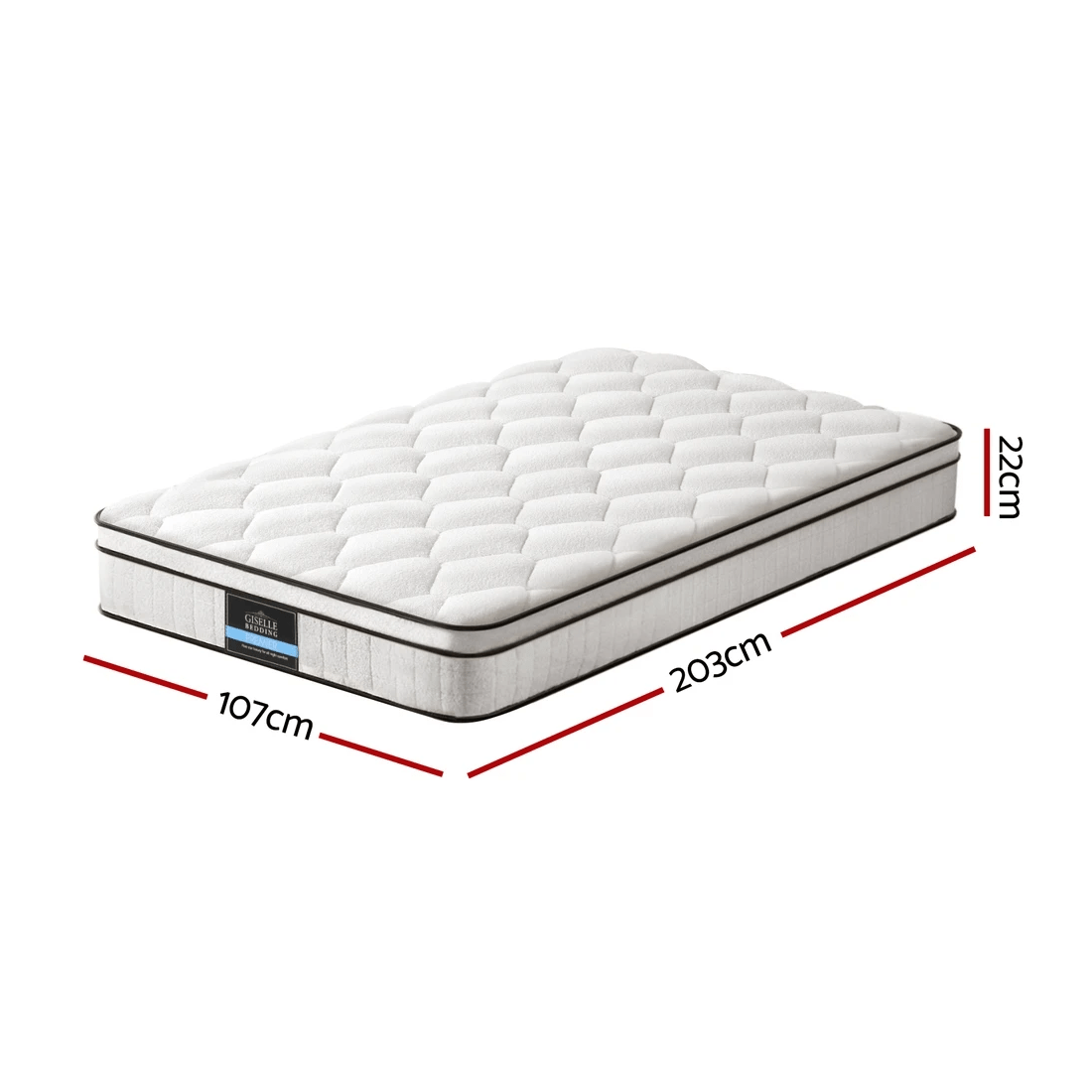 2 Giselle Bedding Mattress Boucle Fabric Cover Medium Firm 22cm King Single - White, 2 of 7