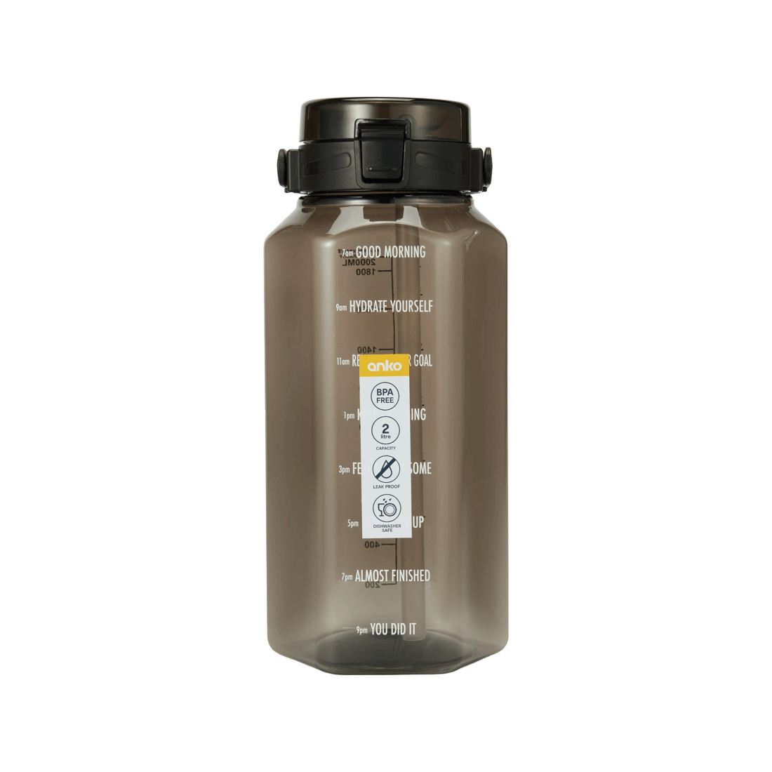 6 2L Black Dual Intake Drink Bottle, 6 of 6