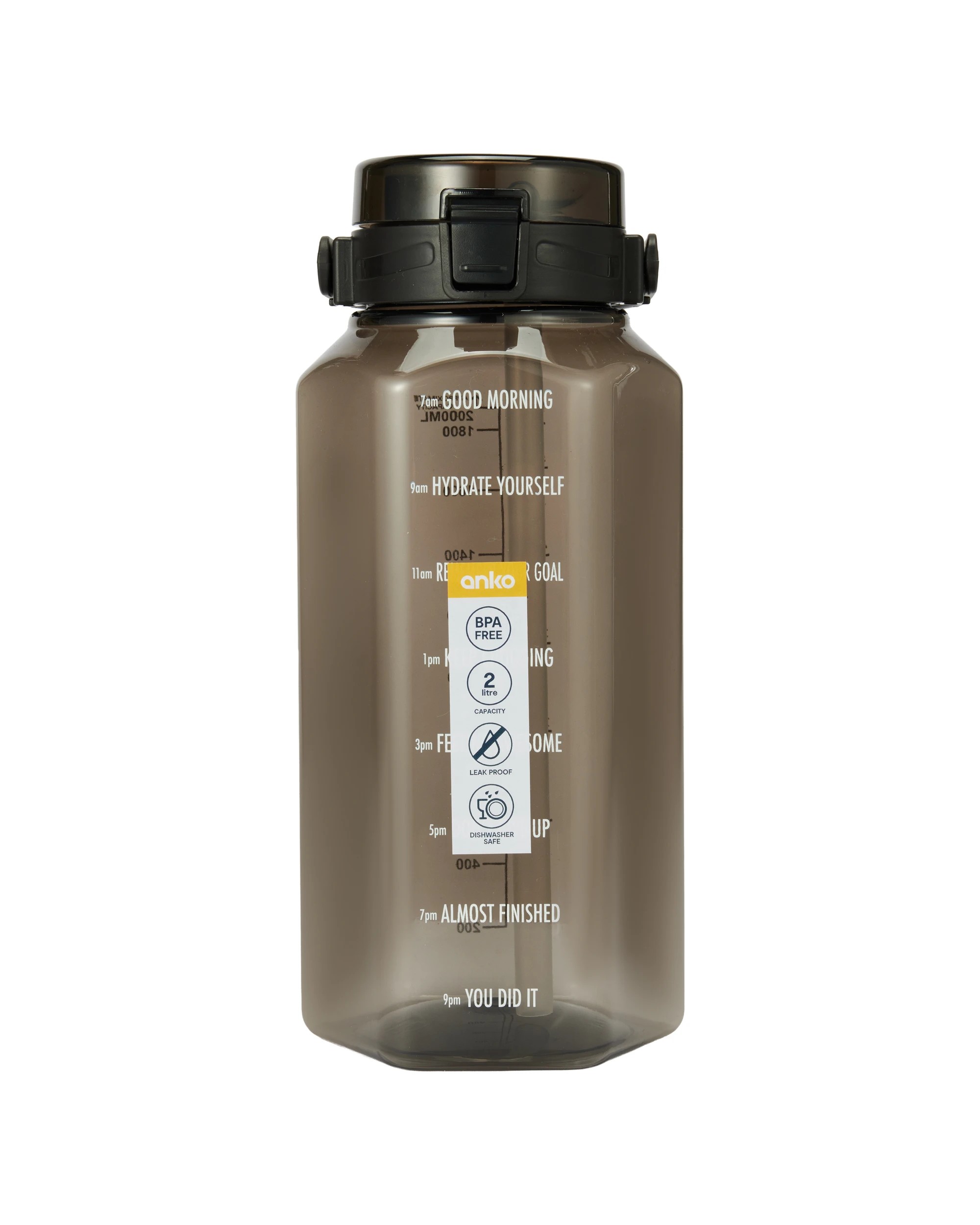 6 2L Black Dual Intake Drink Bottle, 6 of 6