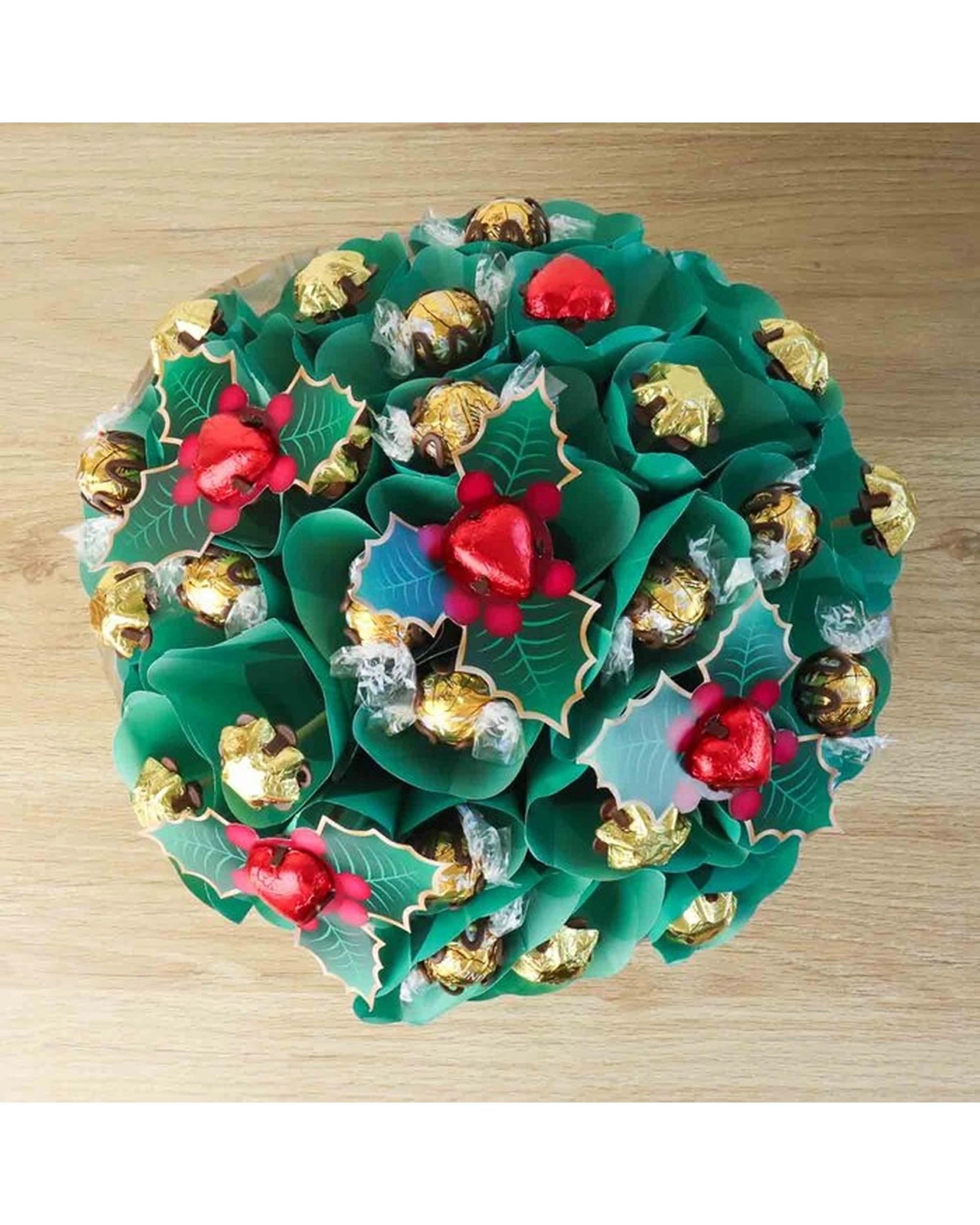 3 Edible Blooms Holly Bouquet Christmas Festive Chocolate Gift Large - Multi, 3 of 4