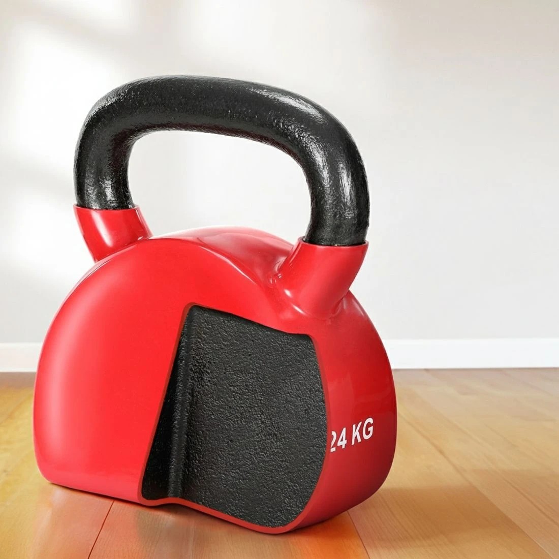 4 Everfit 24kg Kettlebell Weightlifting Bench Dumbbells Kettle Bell Gym Home - Red, 4 of 6