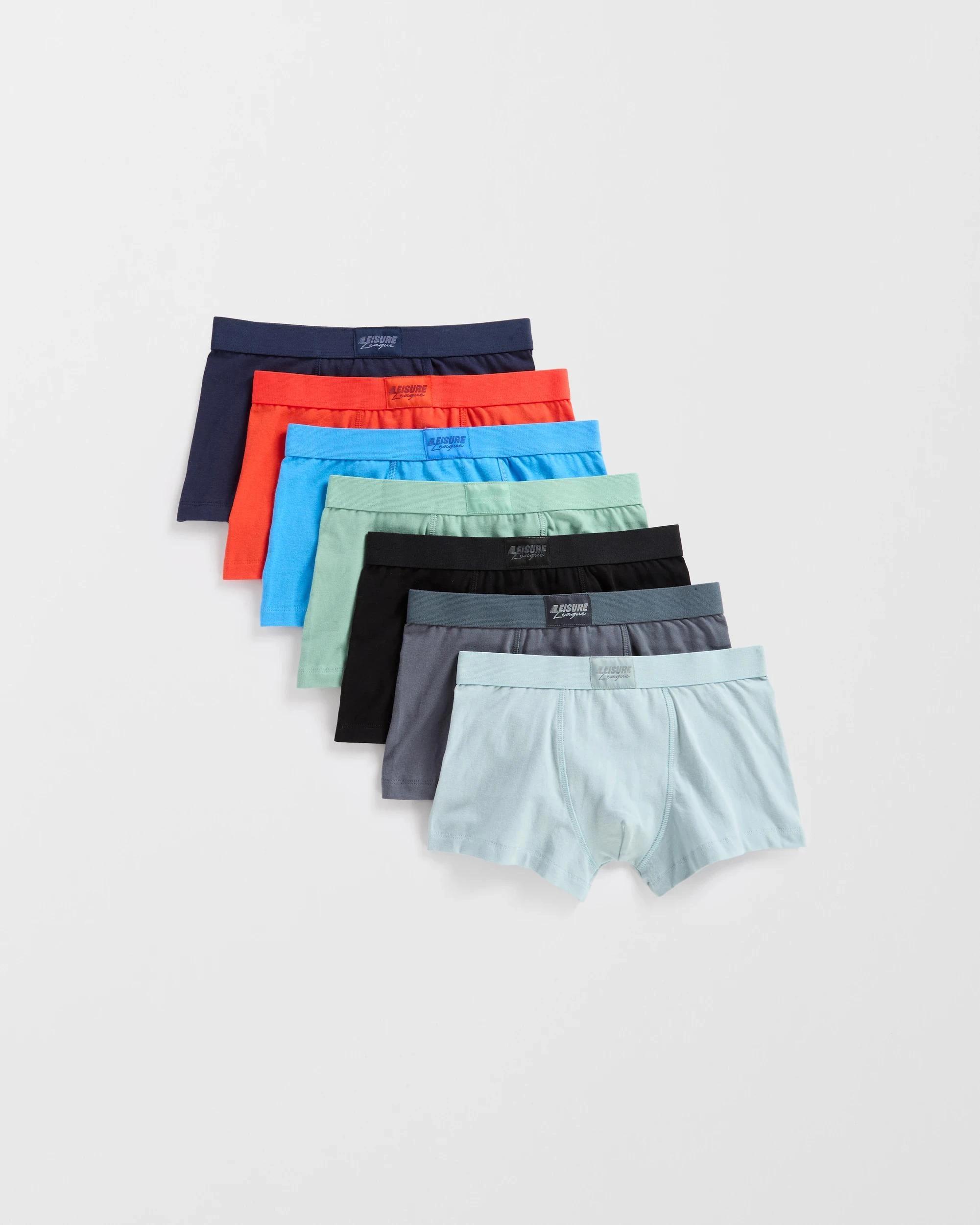 1 Australian Cotton Older Boys Trunks 7 Pack - Maxx MULTI/PLAIN COLOURS, 1 of 2