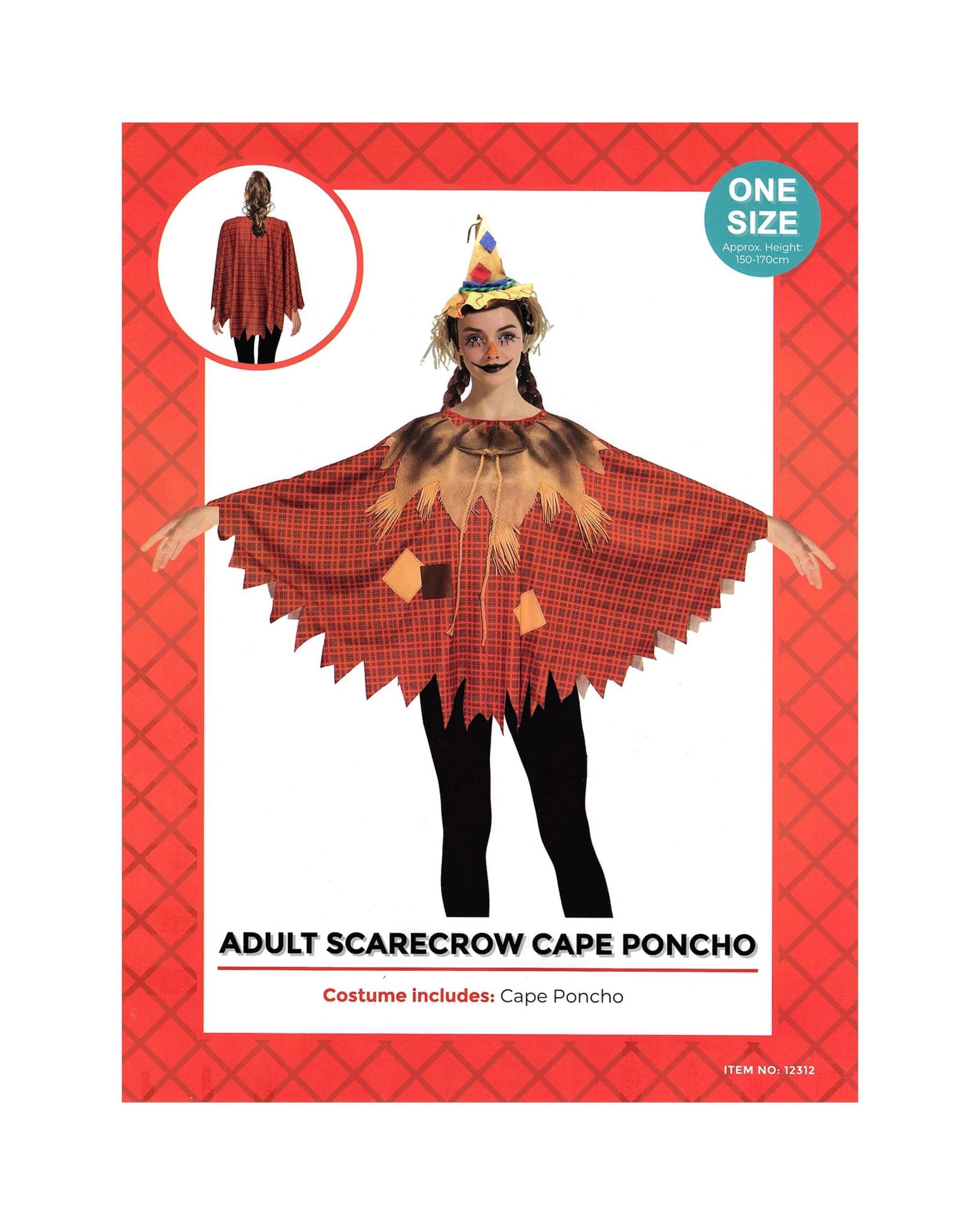 3 JD Party Adult Scarecrow Cape Poncho Costume - One Size - Brown, 3 of 3