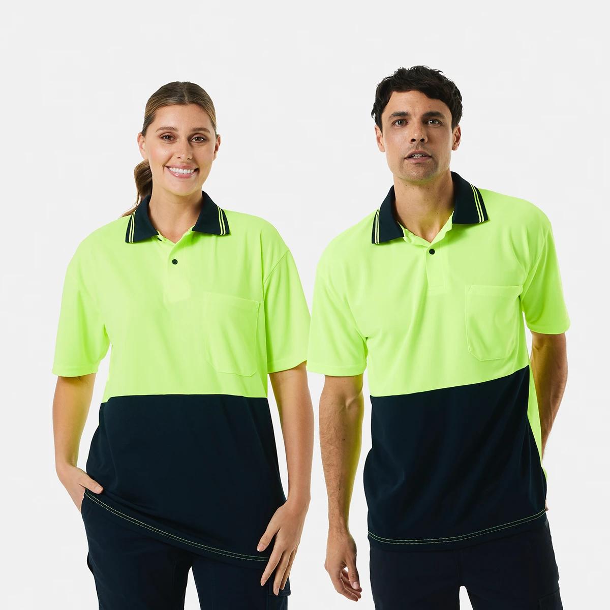 1 Workwear Hi-Visibility Short Sleeve Polo Shirt Yellow, 1 of 10