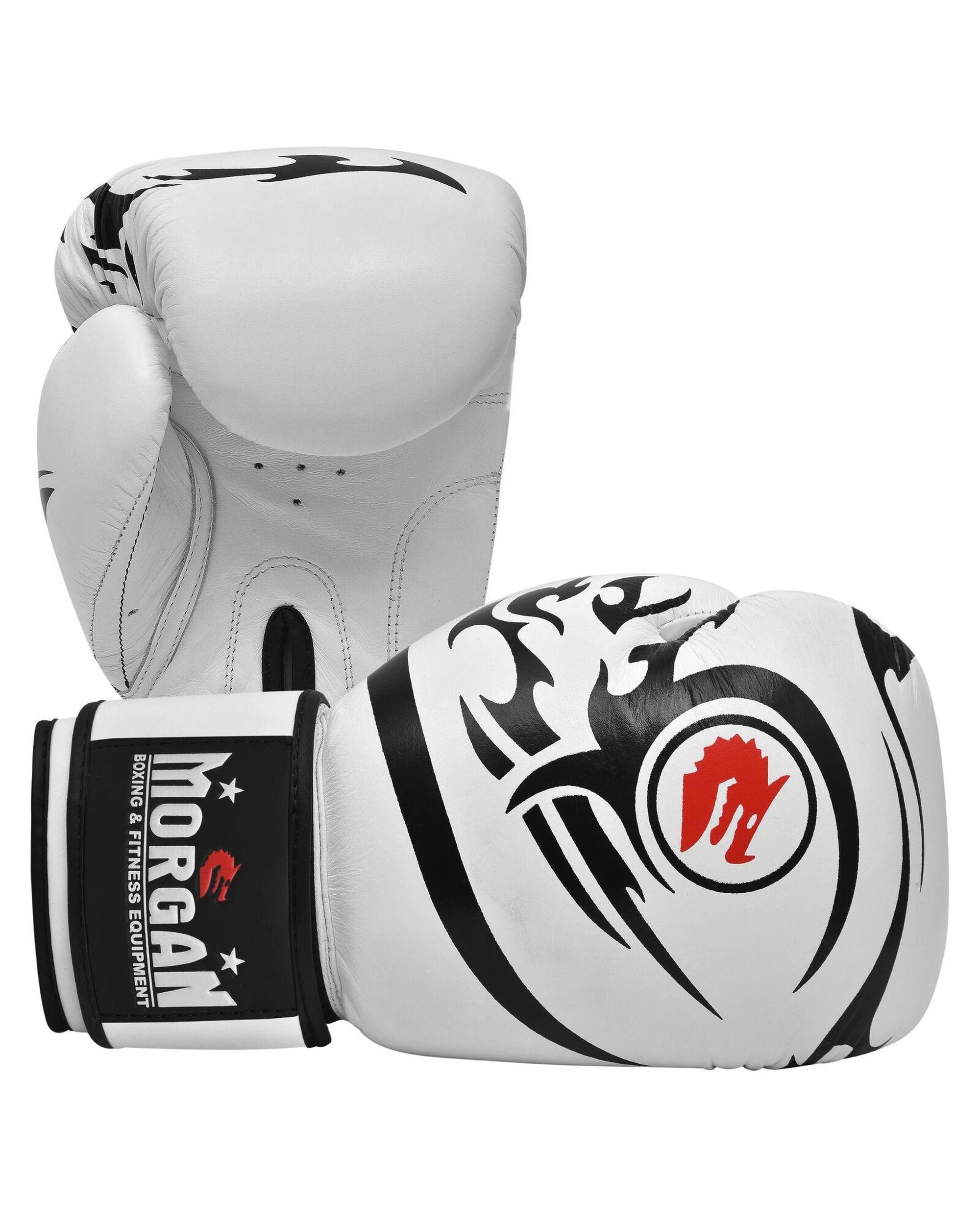 2 Morgan Sports Elite Boxing & Muay Thai Leather Gloves 16oz - White, 2 of 5