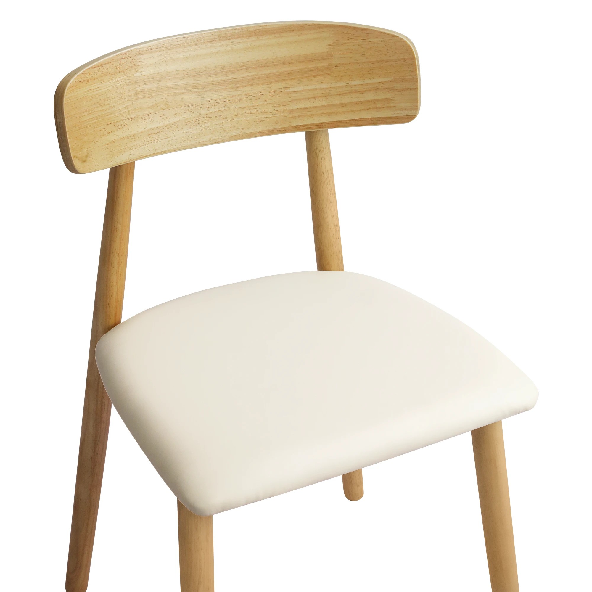 2 Levede Set Of 2 Rubberwood Dining Chairs With Pu Leather Seat, 2 of 2